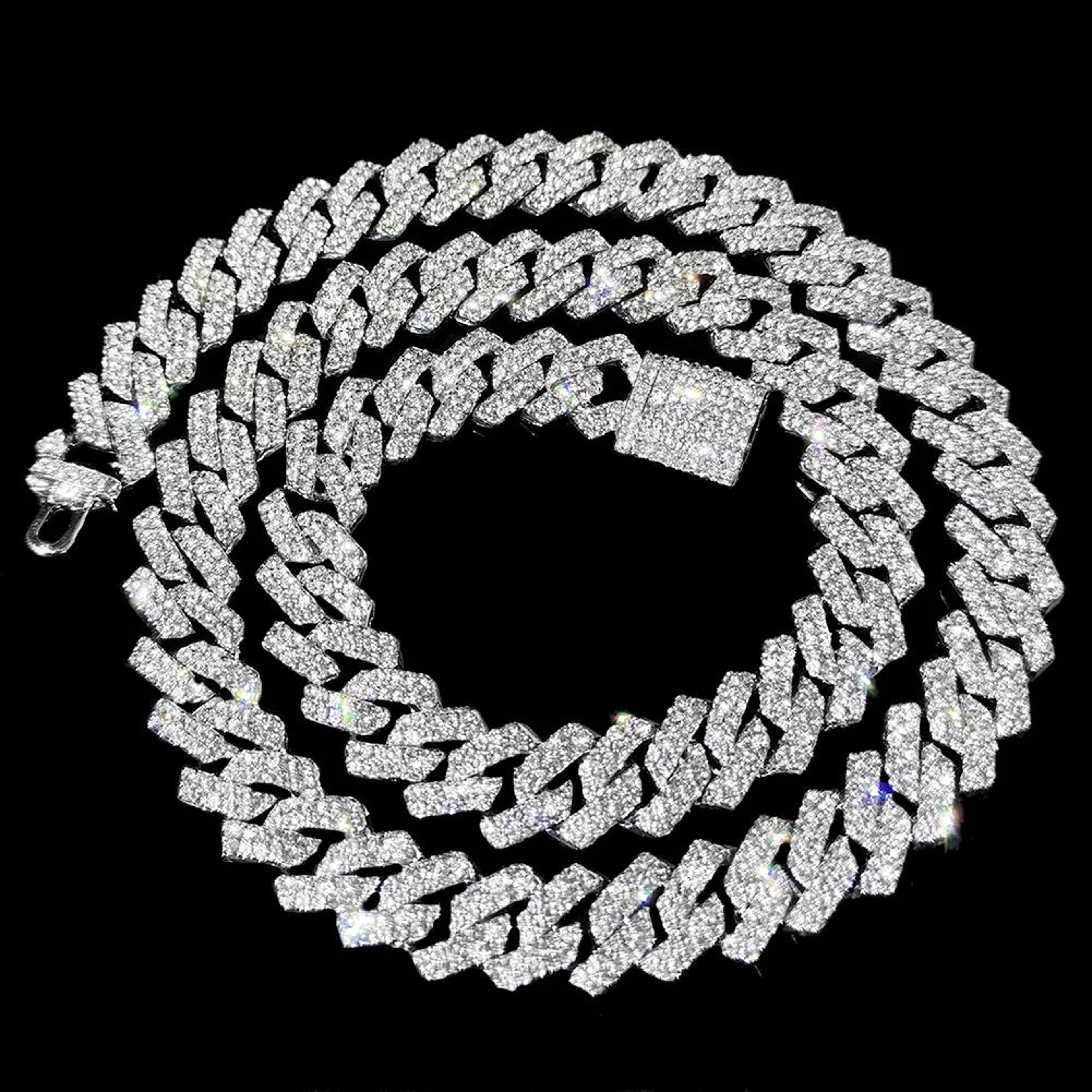 20 inch sparkling cuban link chain necklace for men and women