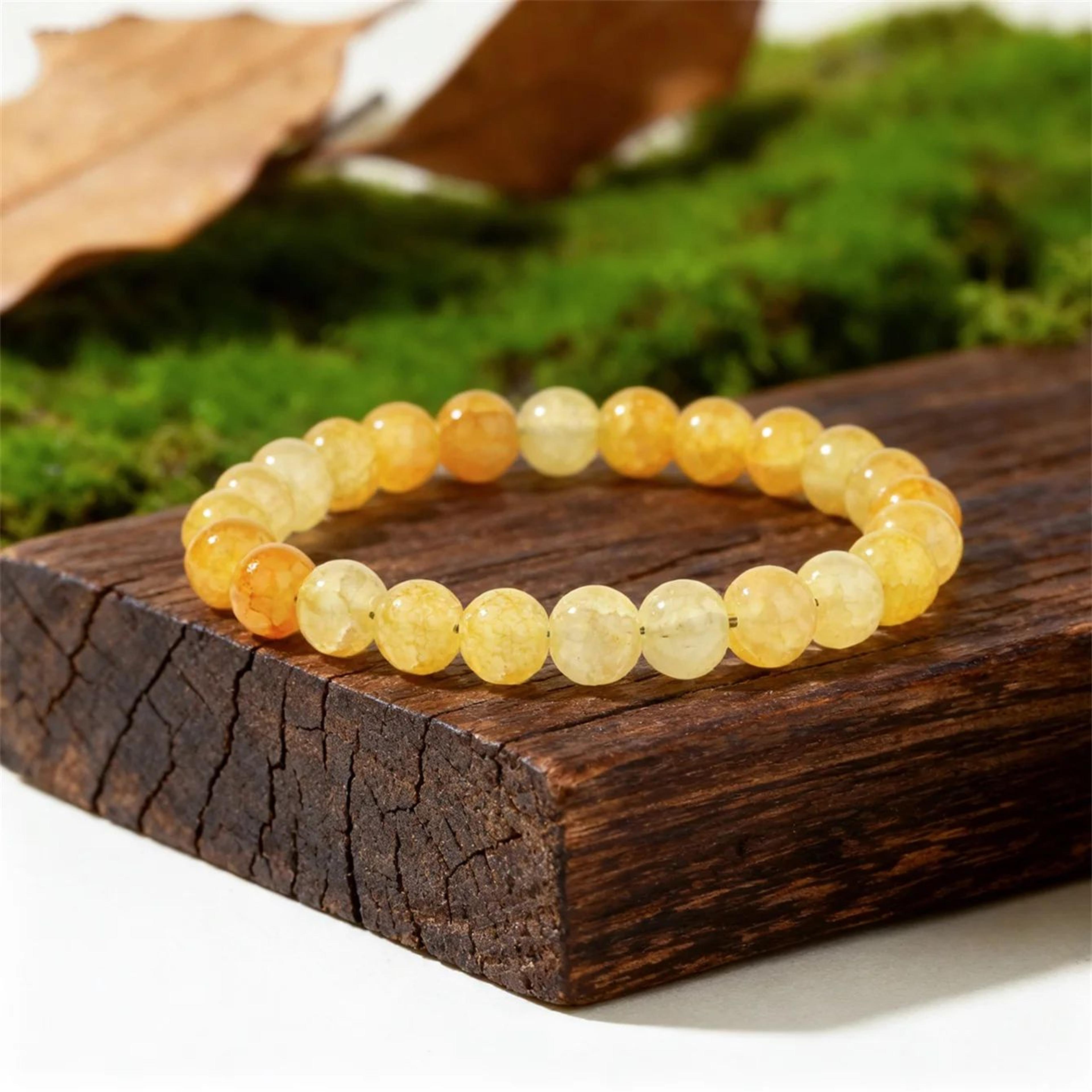 Yellow Citrine Crystal Beaded Bracelet For Women And Men 9
