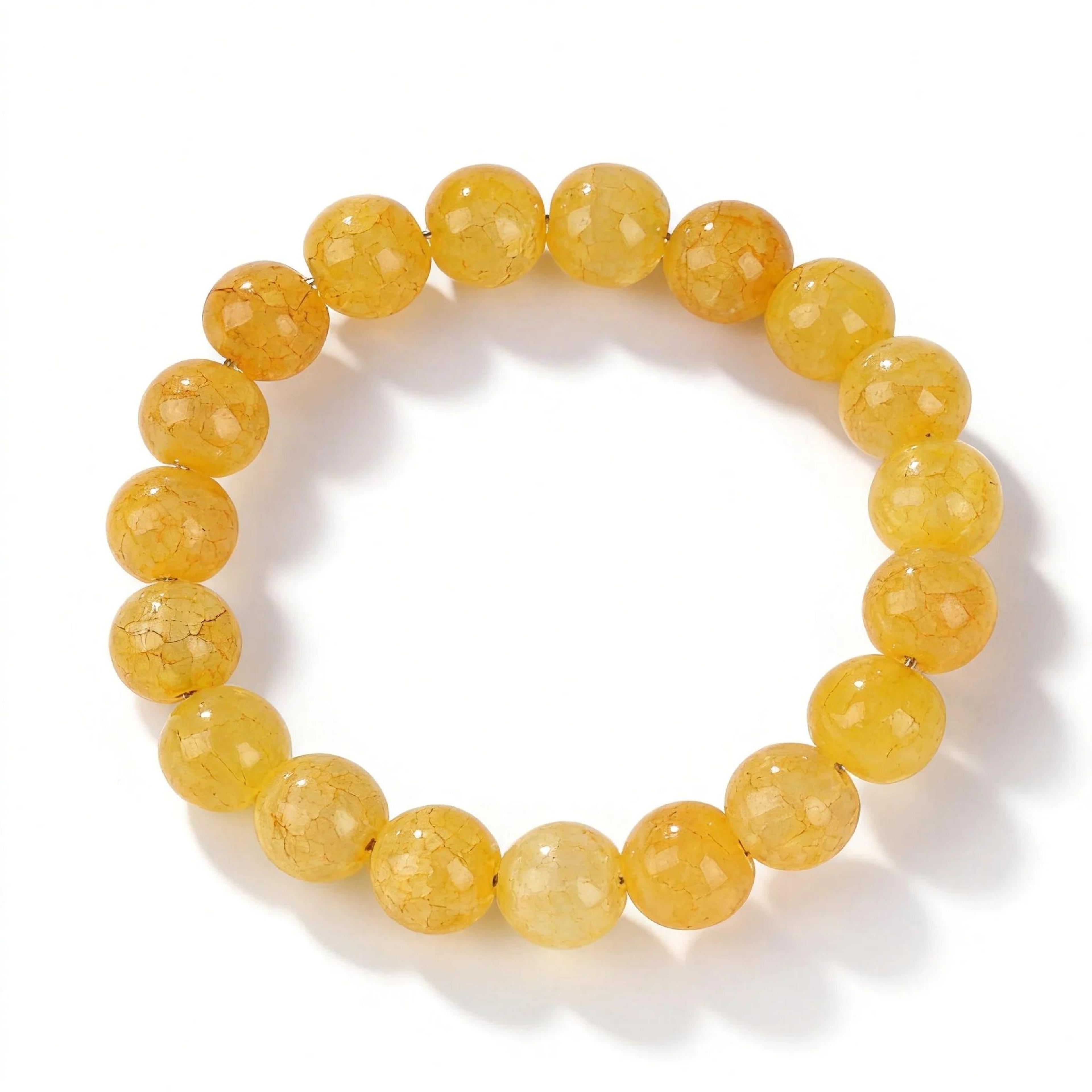 Yellow Citrine Crystal Beaded Bracelet For Women And Men 15