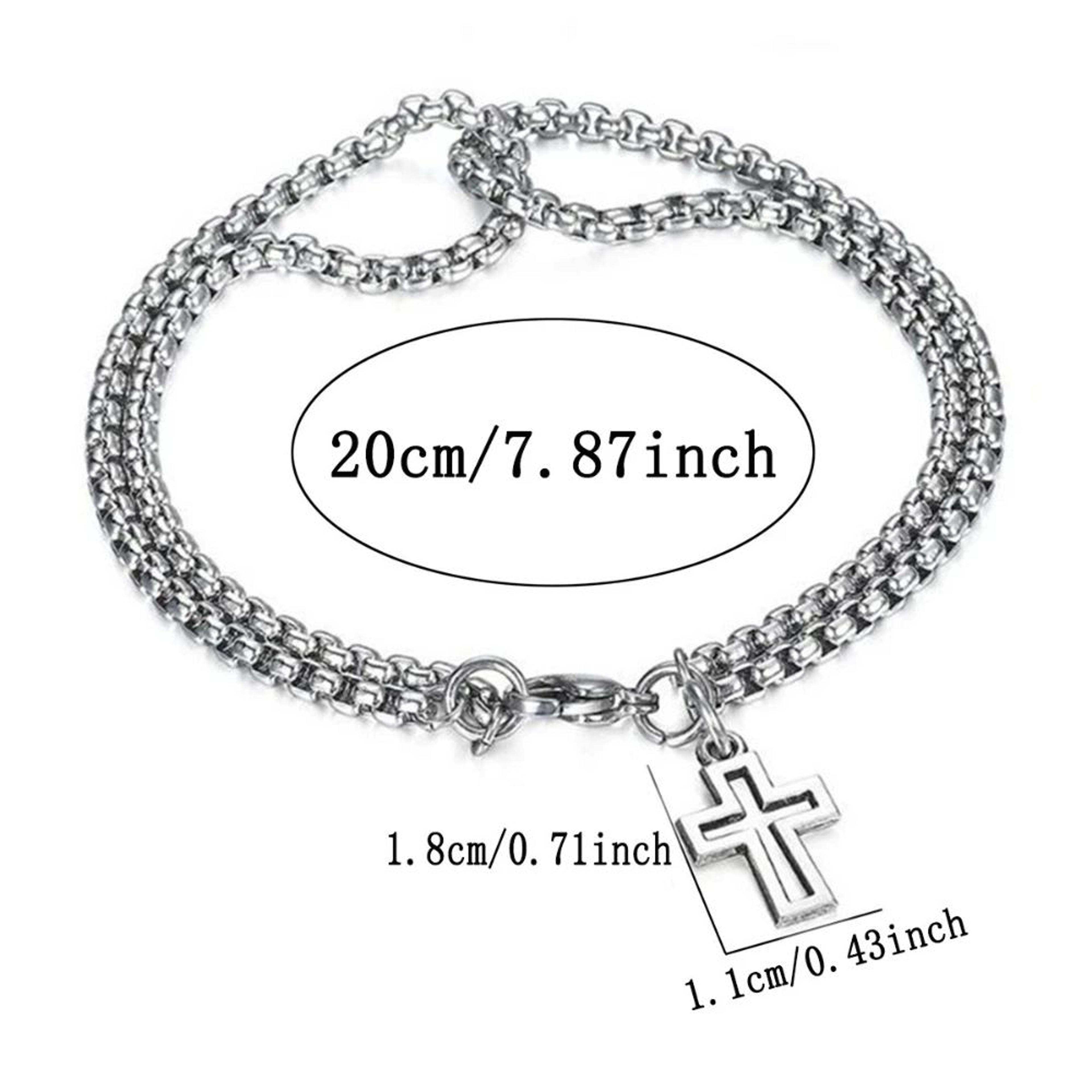 Retro Stainless Steel Double Chain Cross Bracelet 5