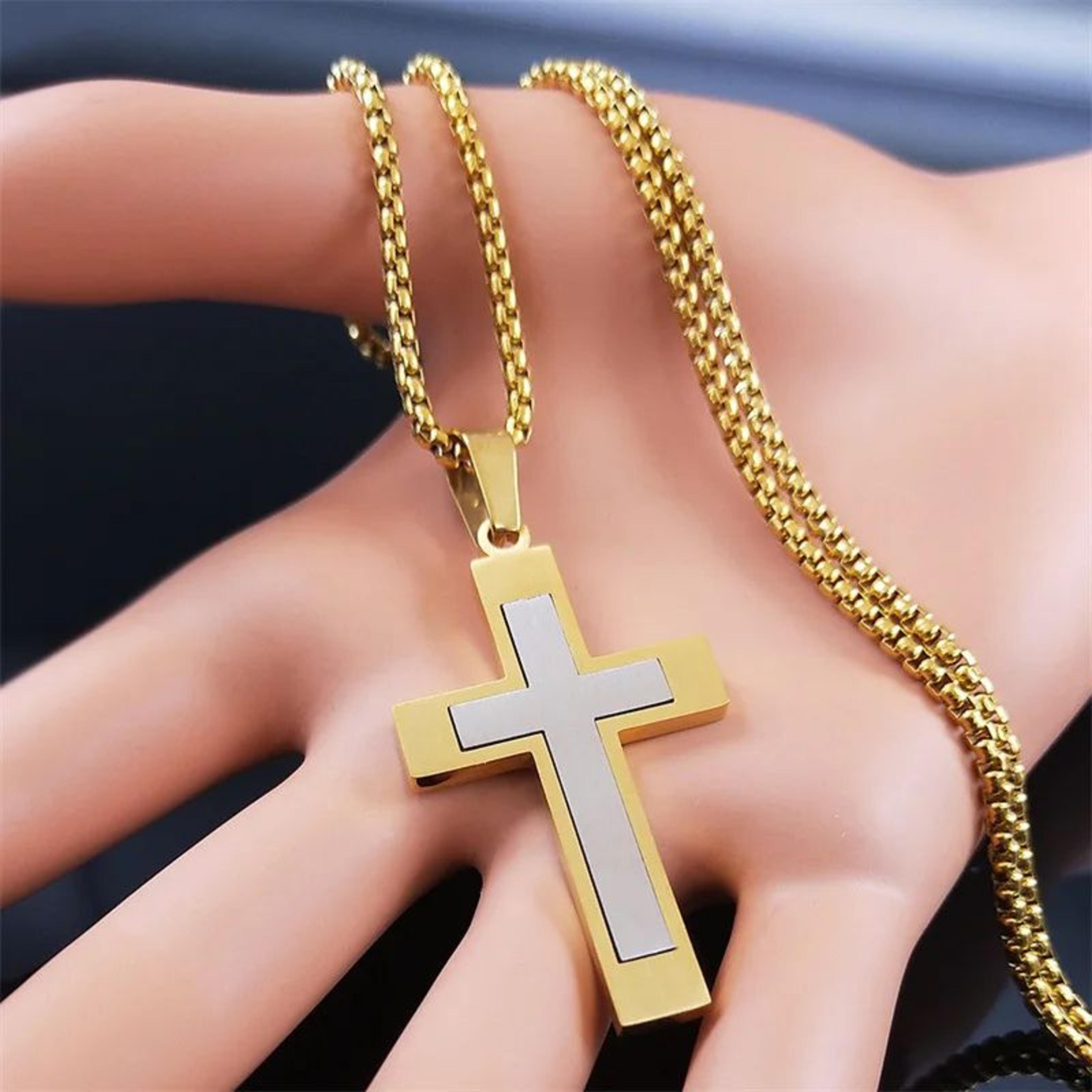 Punk Black Cross Stainless Steel Pendant Necklace For Men 3