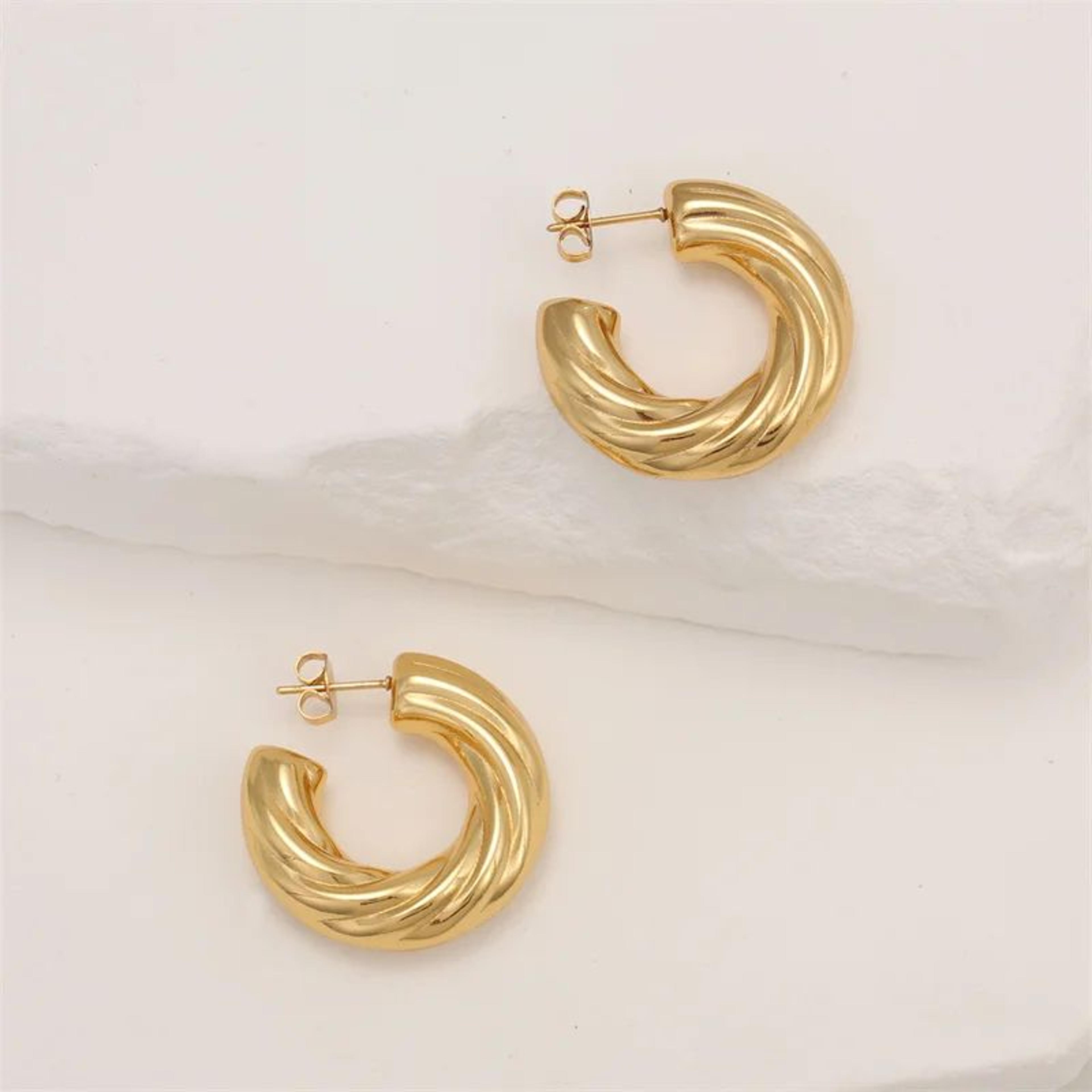Chic Stainless Steel Twisted Hollow Tube Earrings For Women 1