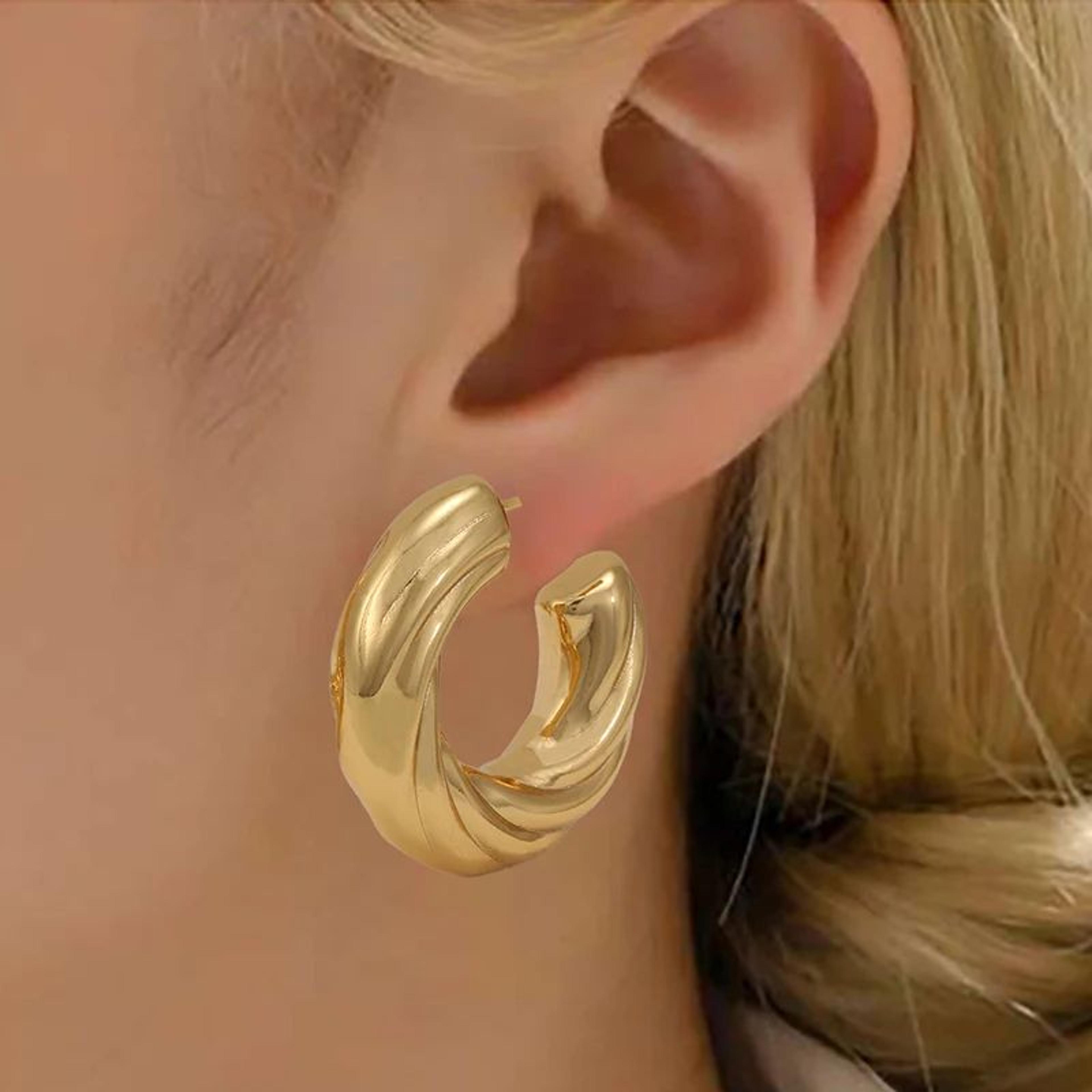 Chic Stainless Steel Twisted Hollow Tube Earrings For Women 3