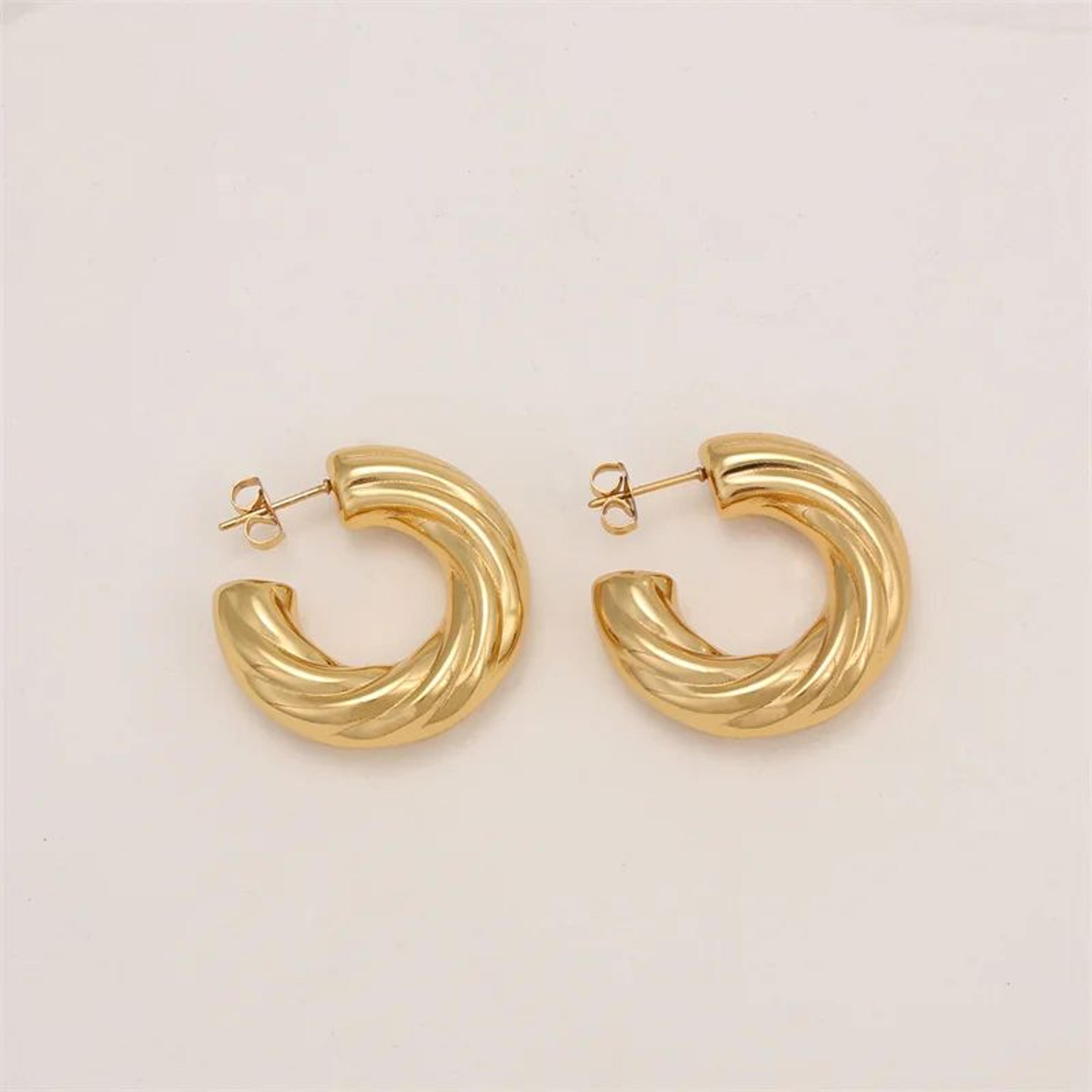 Chic Stainless Steel Twisted Hollow Tube Earrings For Women 5