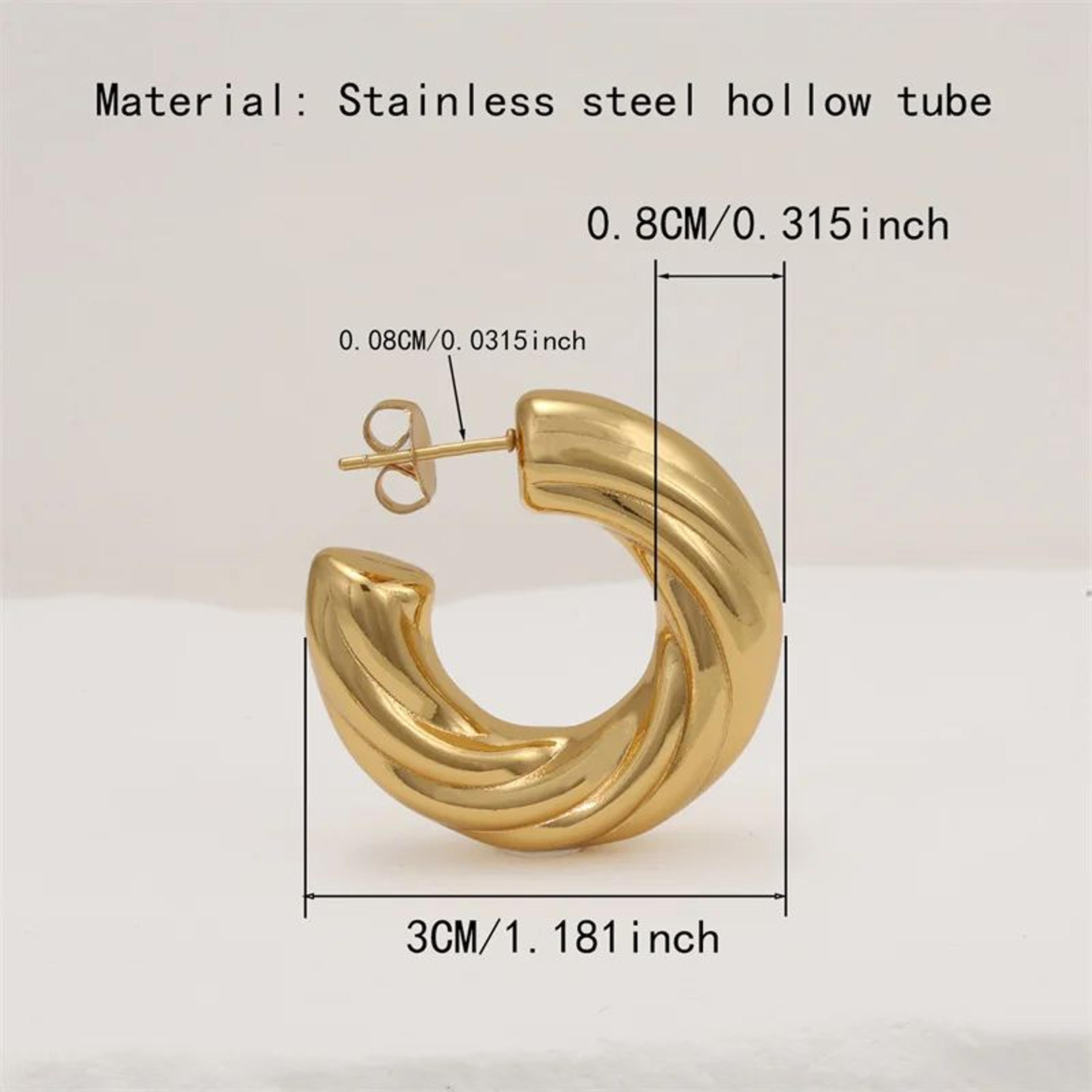 Chic Stainless Steel Twisted Hollow Tube Earrings For Women 2