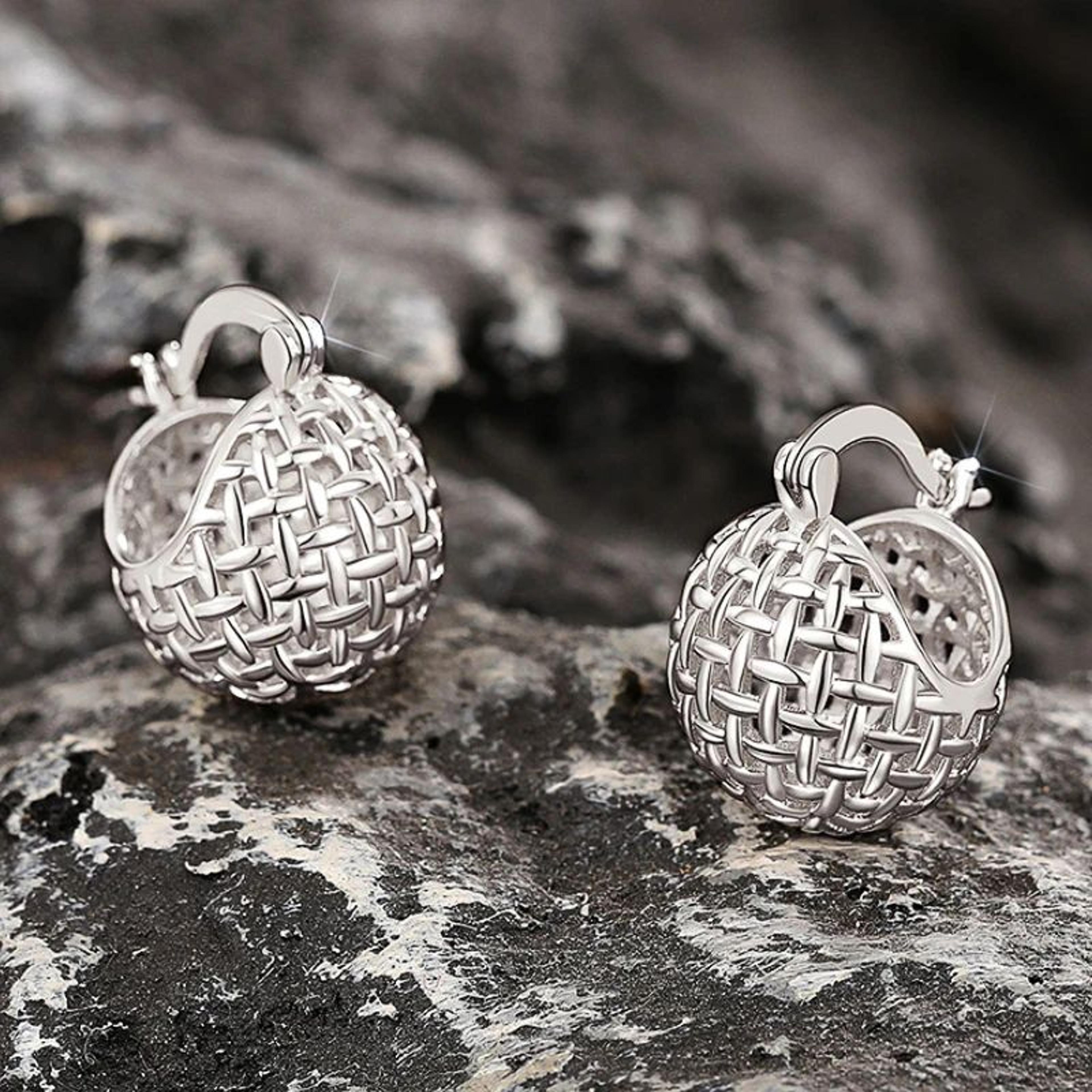 Huitan Ball Design Hoop Earrings In Gold Or Silver Color 4