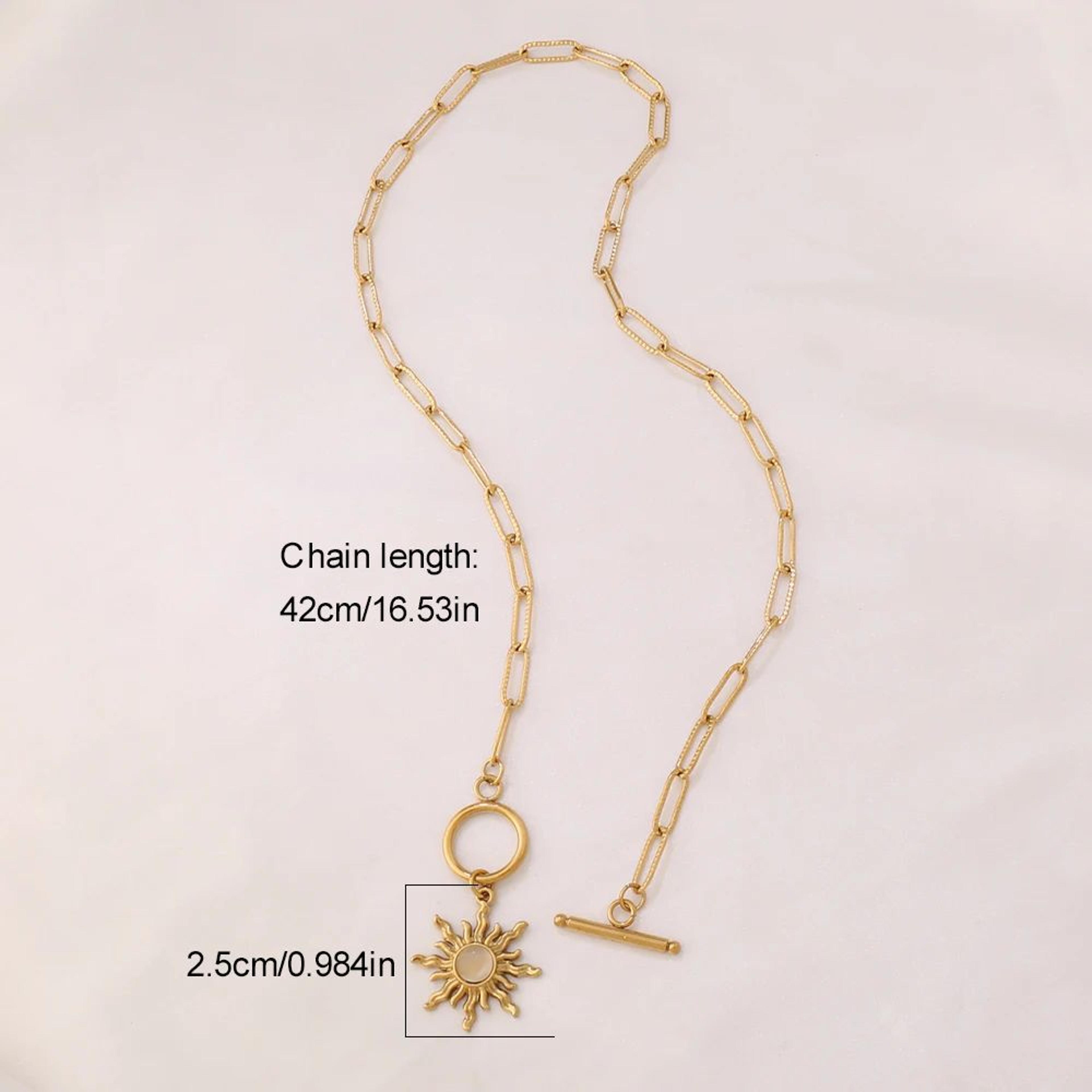 Gold Color Sun Pendant Necklace With Turquoise Accent For Women 5