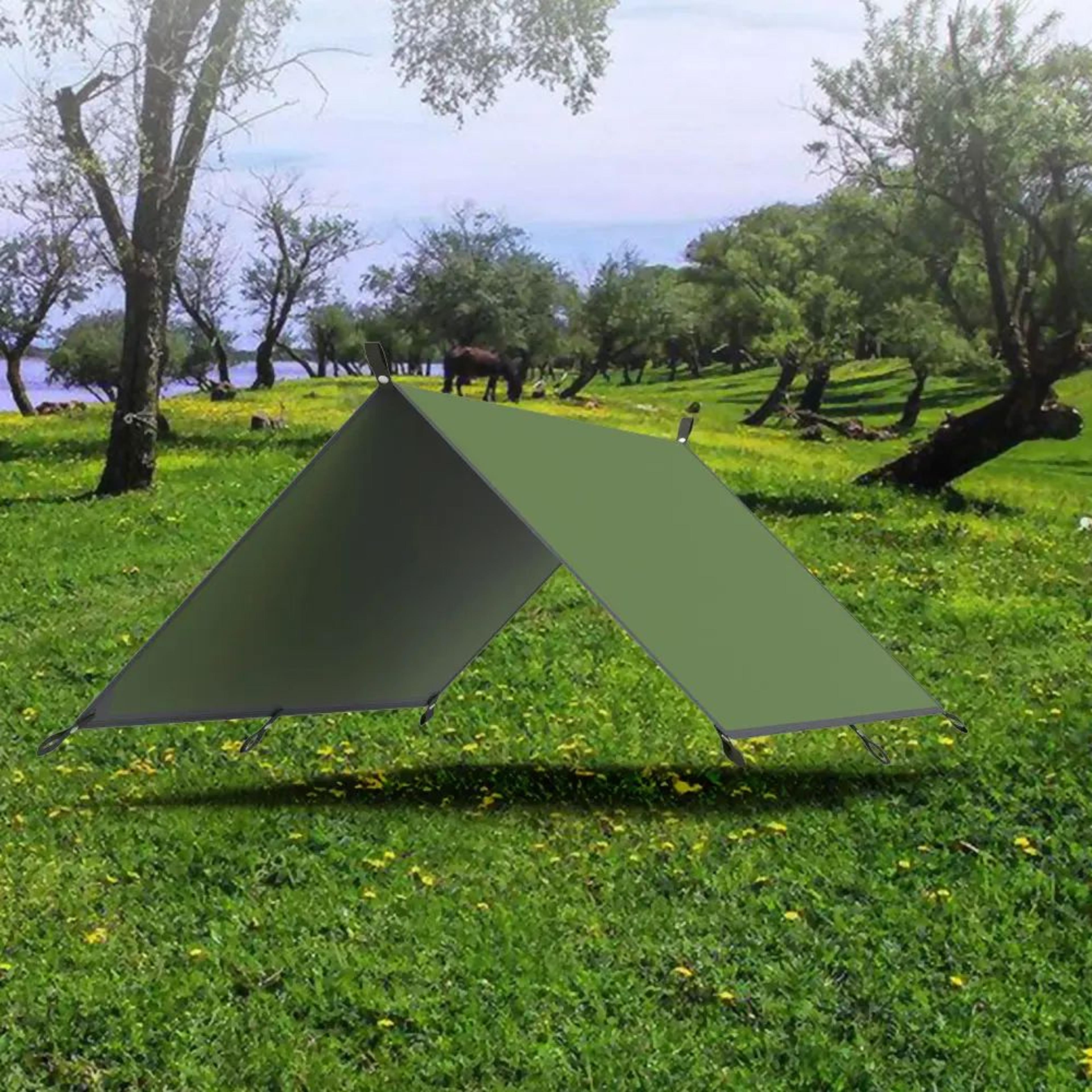 Ultralight 3x3m Camping Tarp Sun Shelter And Hammock Rain Fly 7