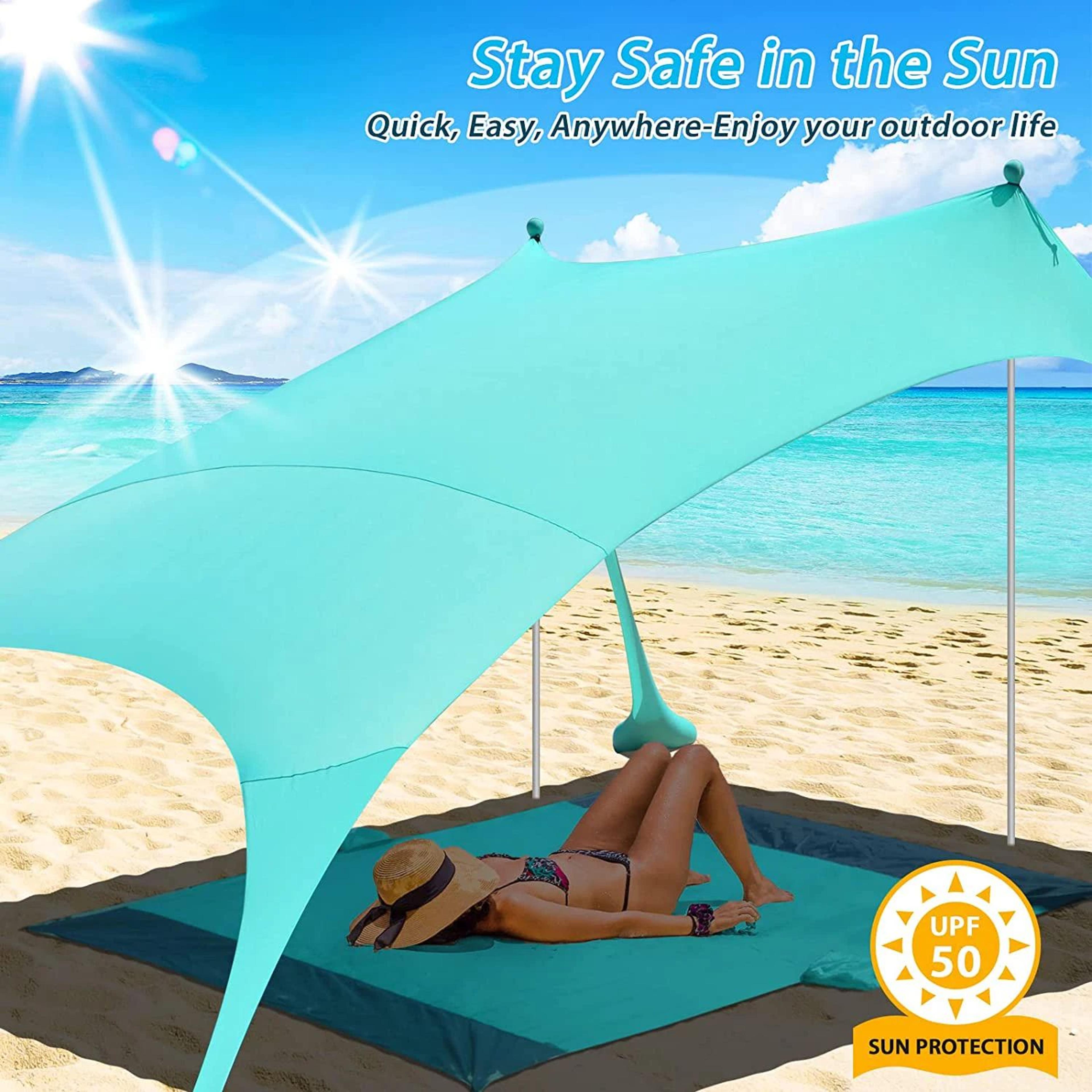 Ultralight Beach Sun Shade Canopy With Sandbag 2 Point 1m By 1 Point 6m 2