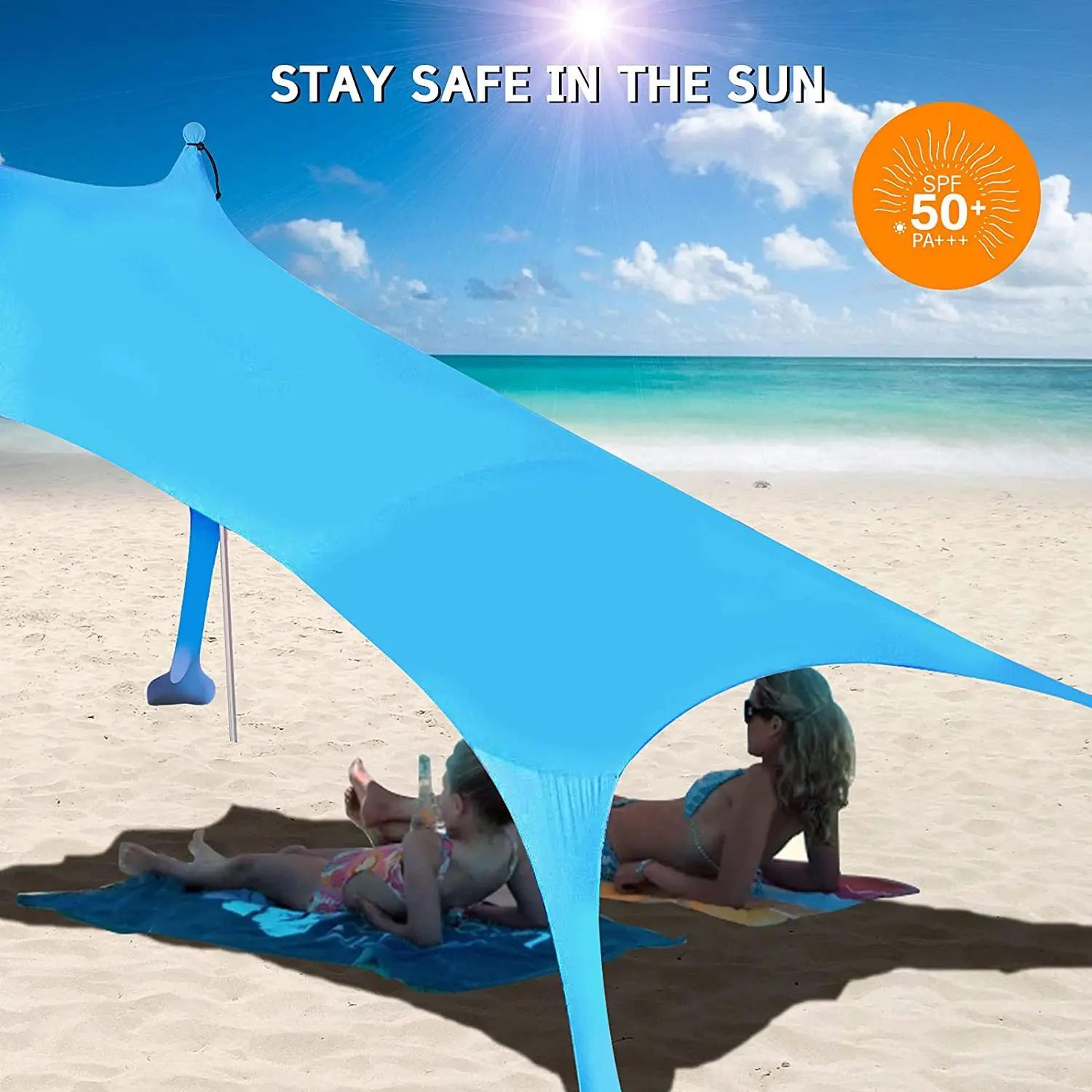 Ultralight Beach Sun Shade Canopy With Sandbag 2 Point 1m By 1 Point 6m 1