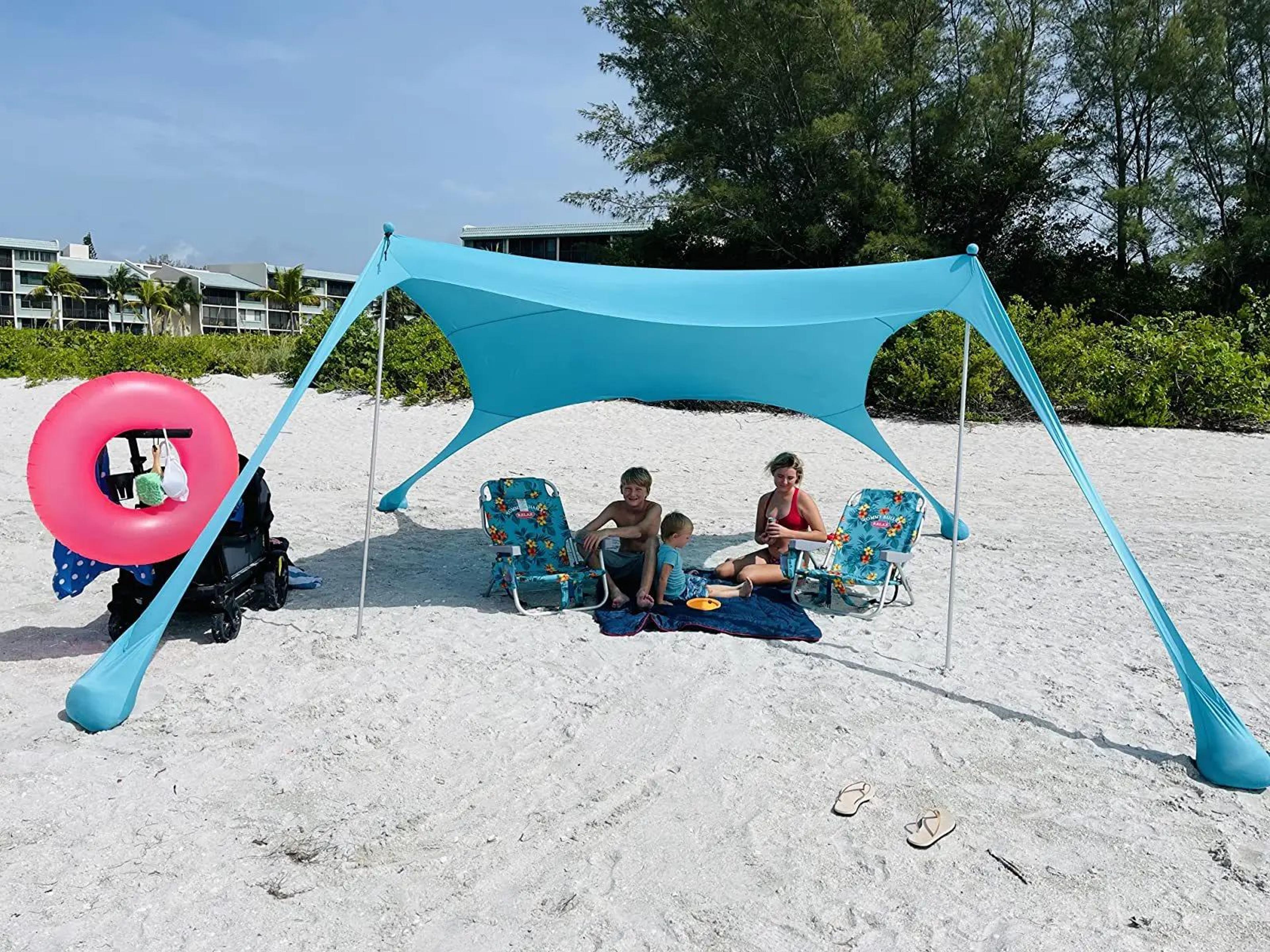 Ultralight Beach Sun Shade Canopy With Sandbag 2 Point 1m By 1 Point 6m 9