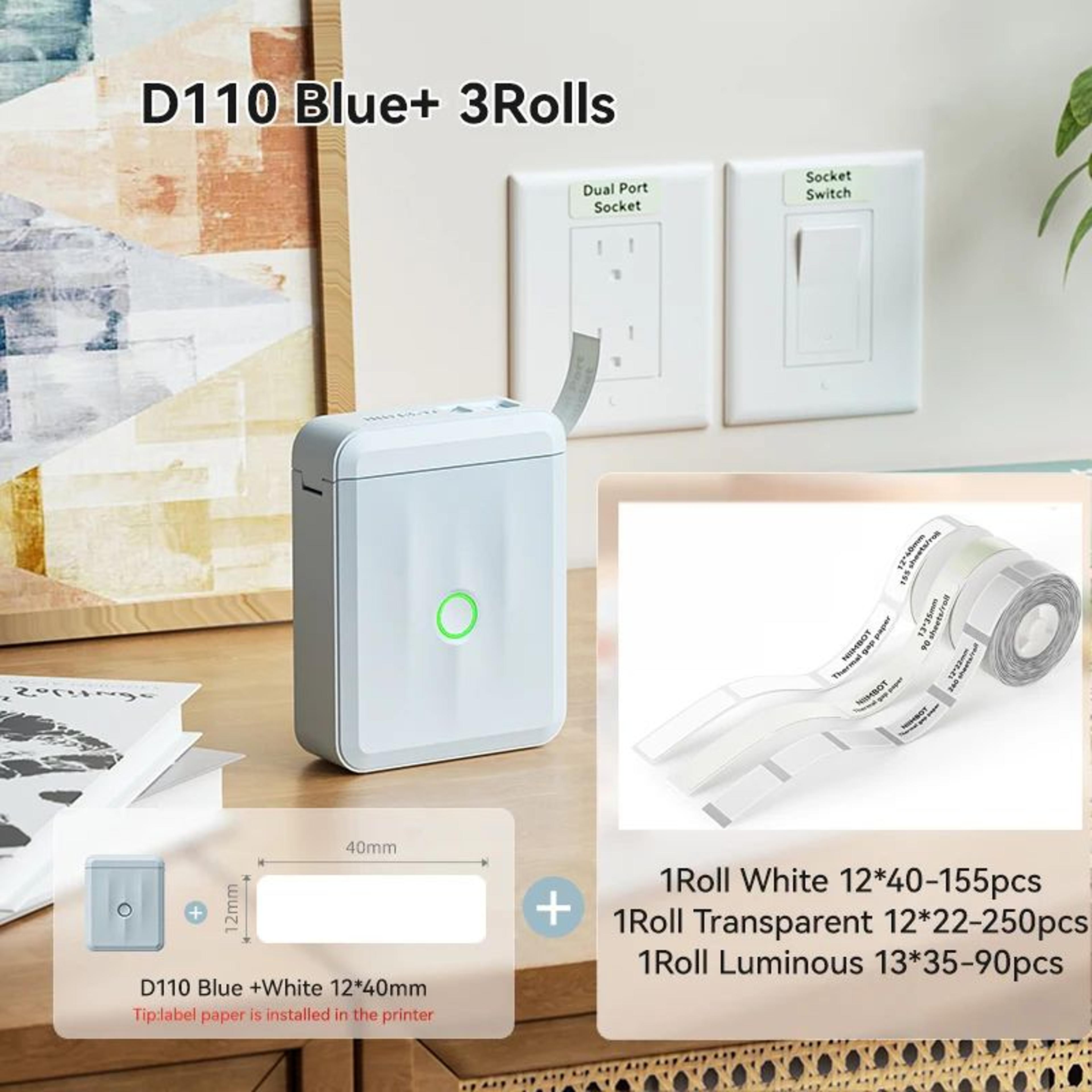 NIIMBOT D110 Portable Thermal Label Maker With Tape 20