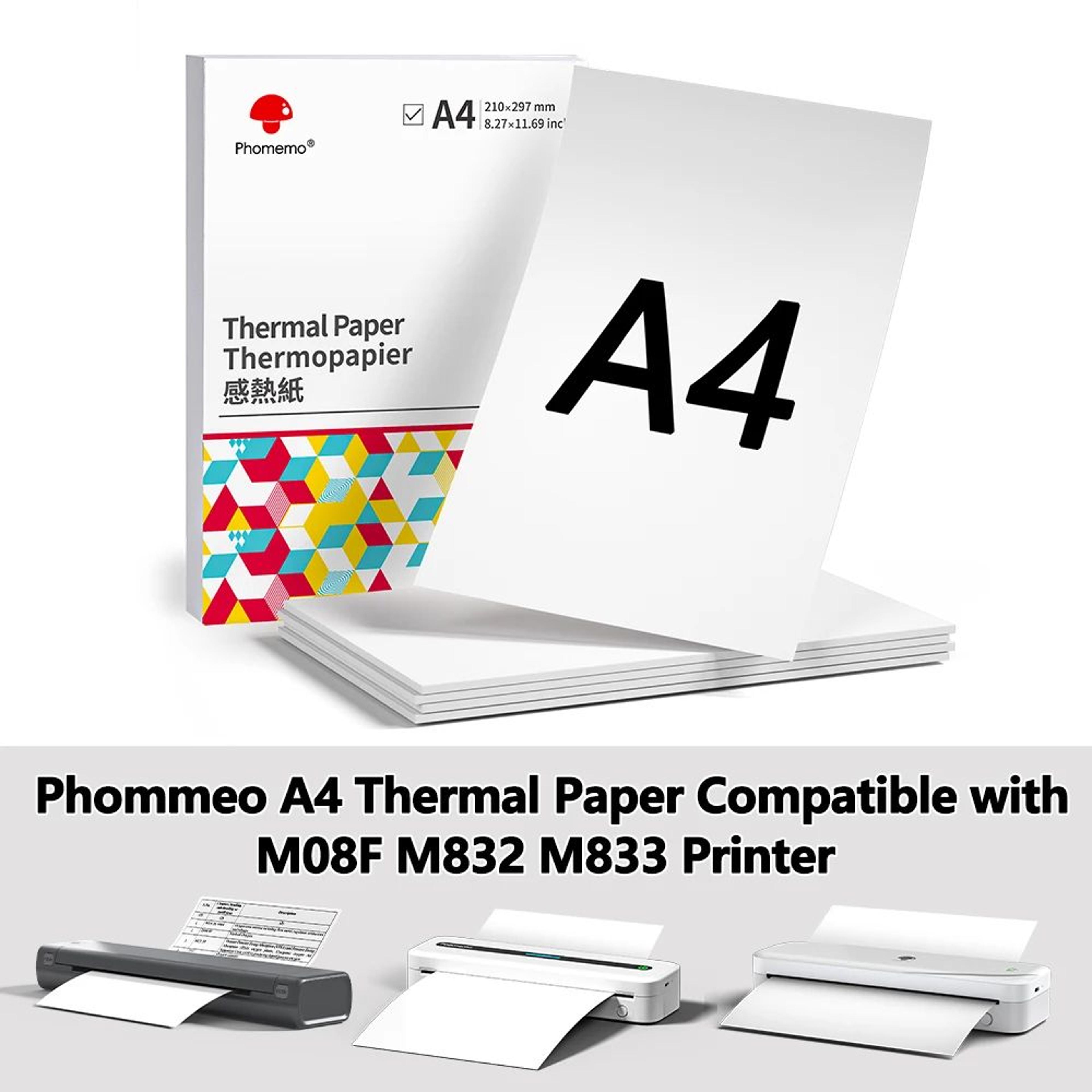 phomemo a4 thermal printer paper 100 sheets for m08f and m832