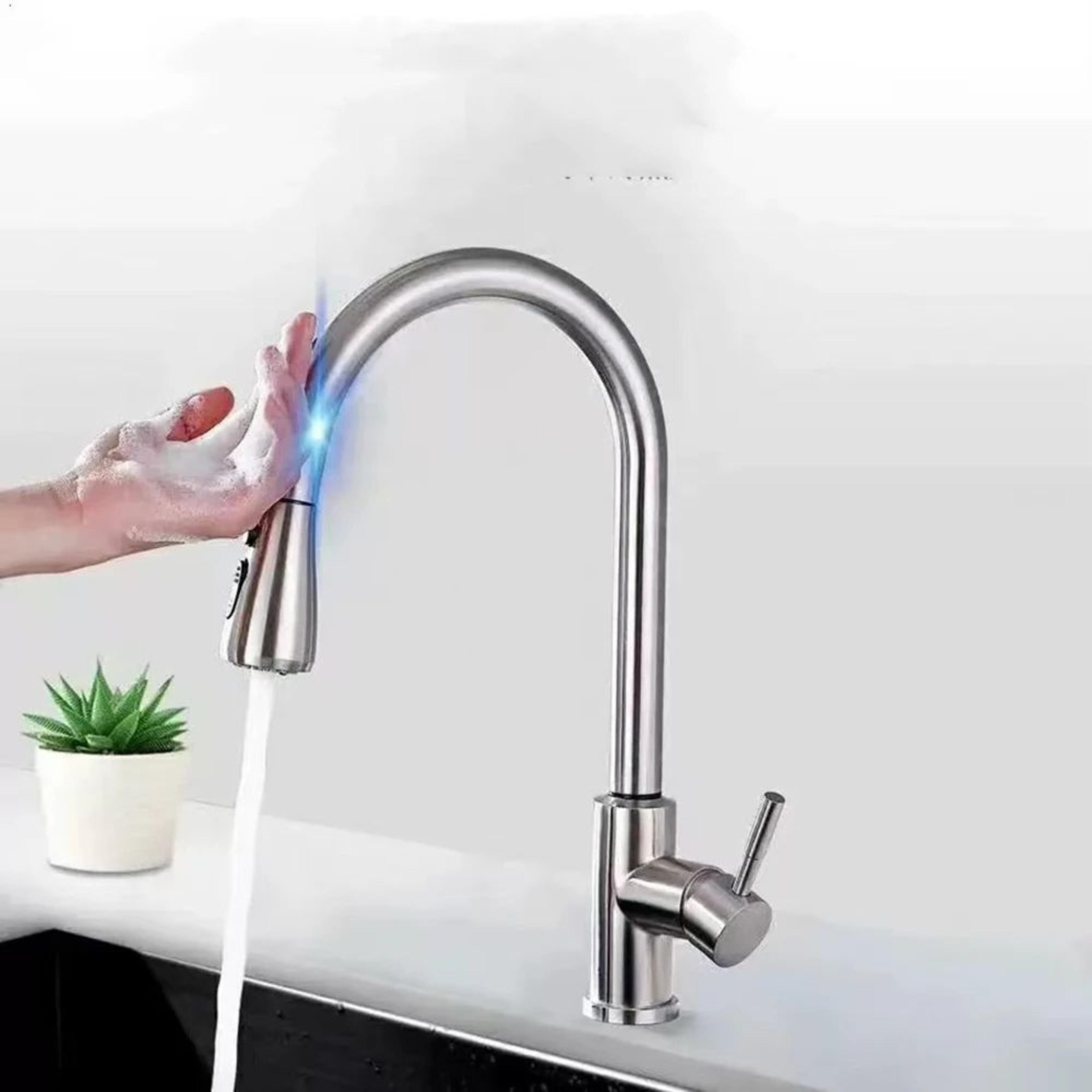 dqok stainless steel pull out kitchen mixer faucet with smart control