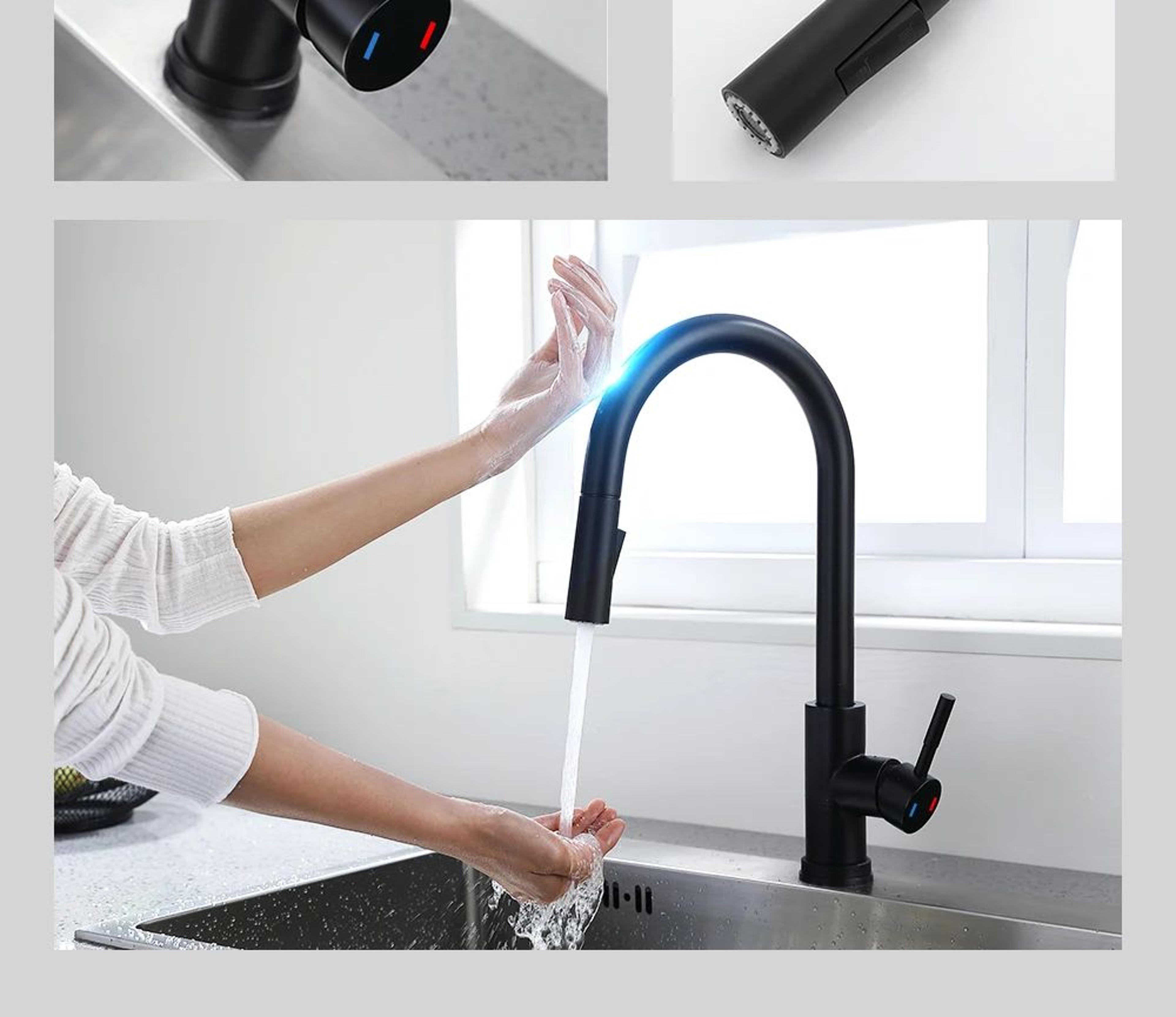 DQOK Stainless Steel Pull Out Kitchen Mixer Faucet With Smart Control 9