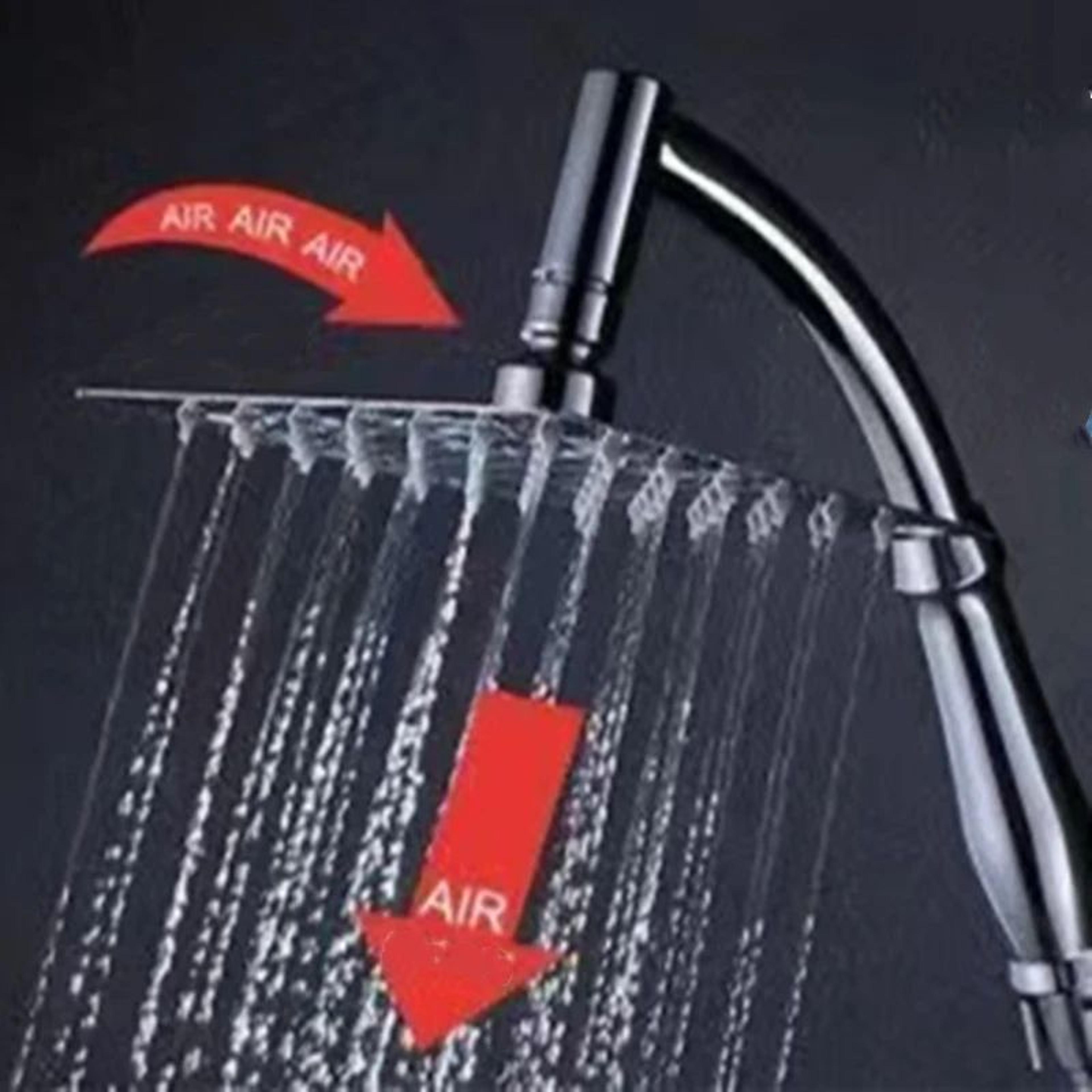Stainless Steel Square Rainfall Shower Head With Curved Extension 3