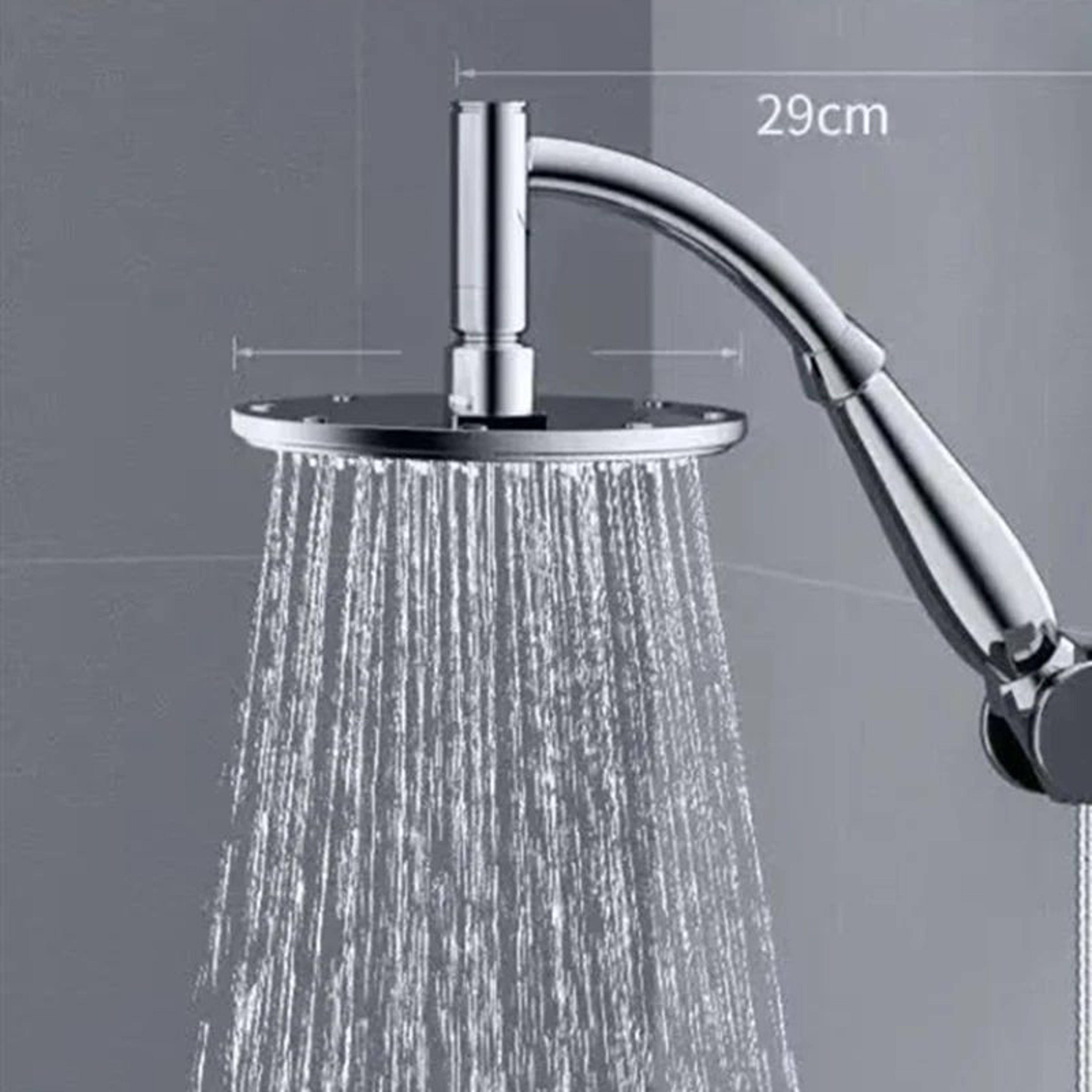 Stainless Steel Square Rainfall Shower Head With Curved Extension 1