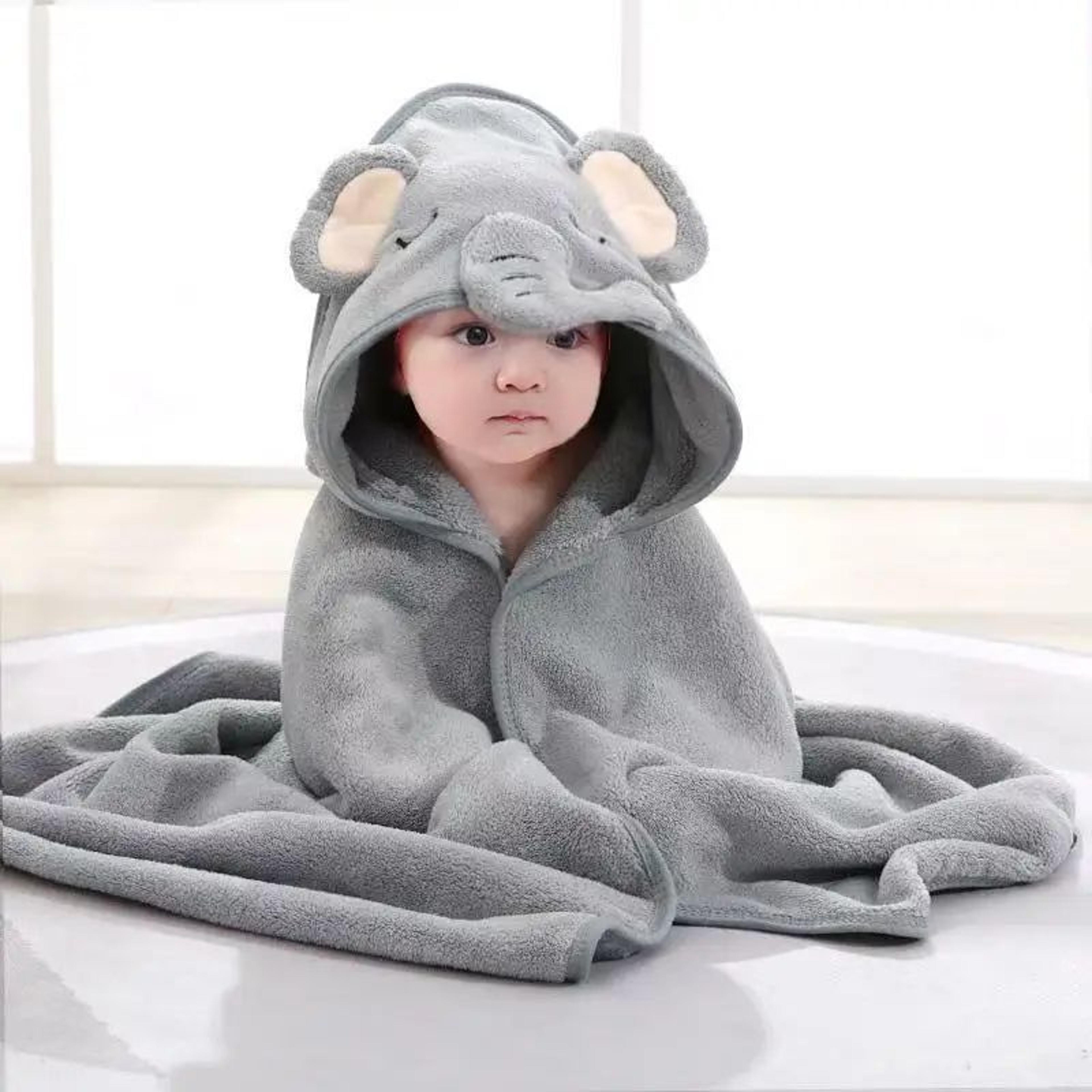 Cartoon Hooded Coral Fleece Baby Bath Towel Blanket 6