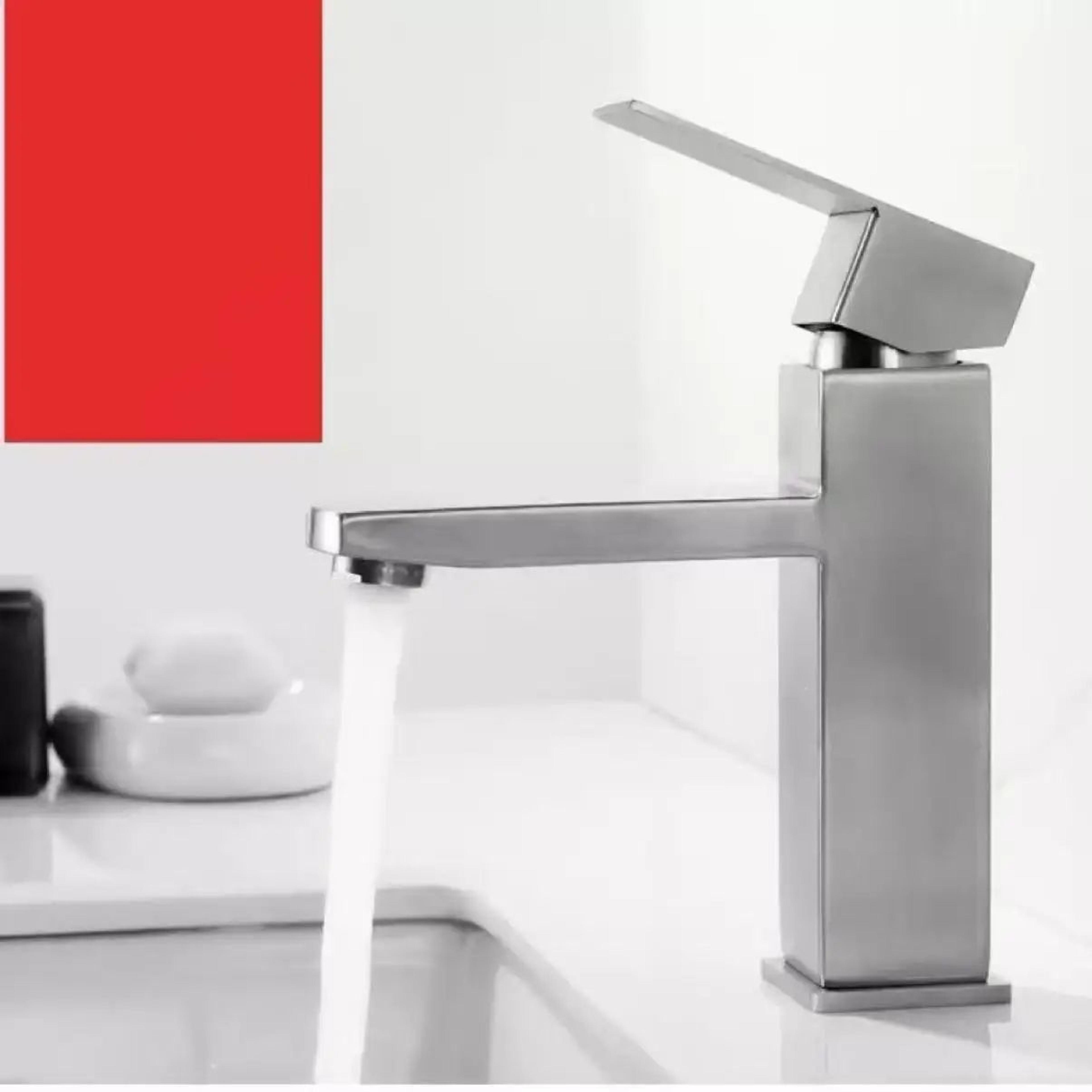 matte black bathroom basin mixer faucet with hot and cold water