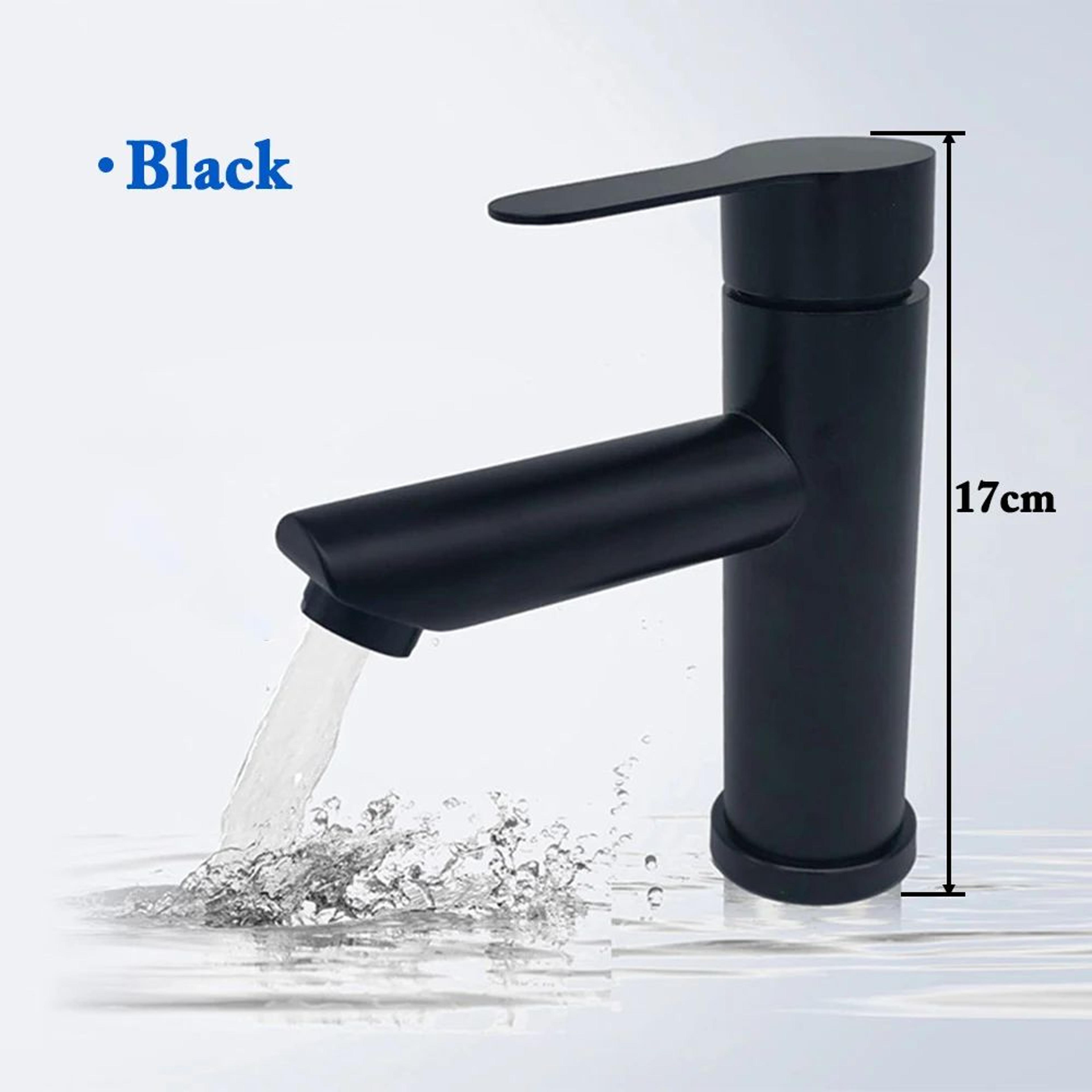 Matte Black Bathroom Basin Mixer Faucet With Hot And Cold Water 12