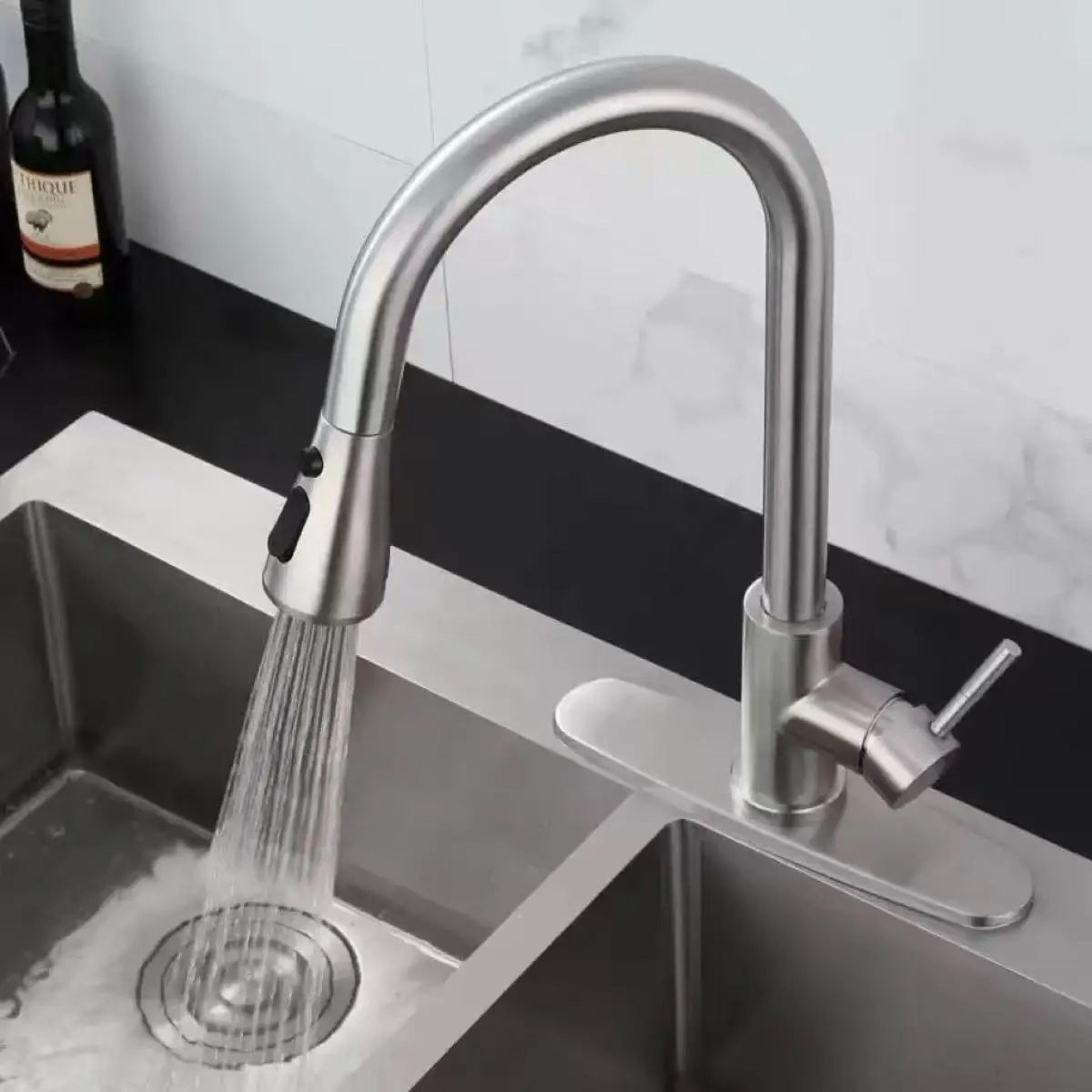 Single Hole Kitchen Mixer Faucet With Pull Out Sprayer In Chrome Or Black 1