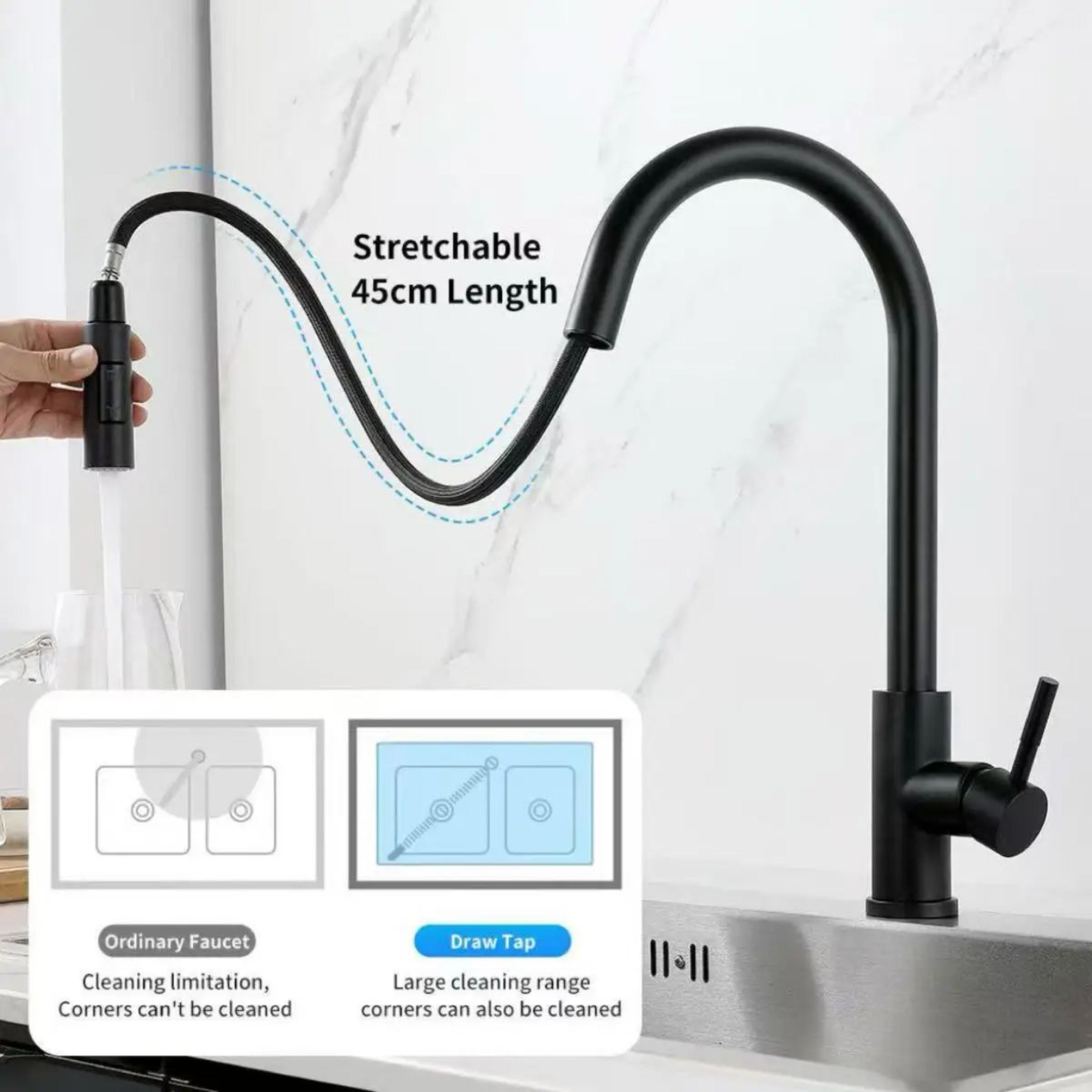 Single Hole Kitchen Mixer Faucet With Pull Out Sprayer In Chrome Or Black 5
