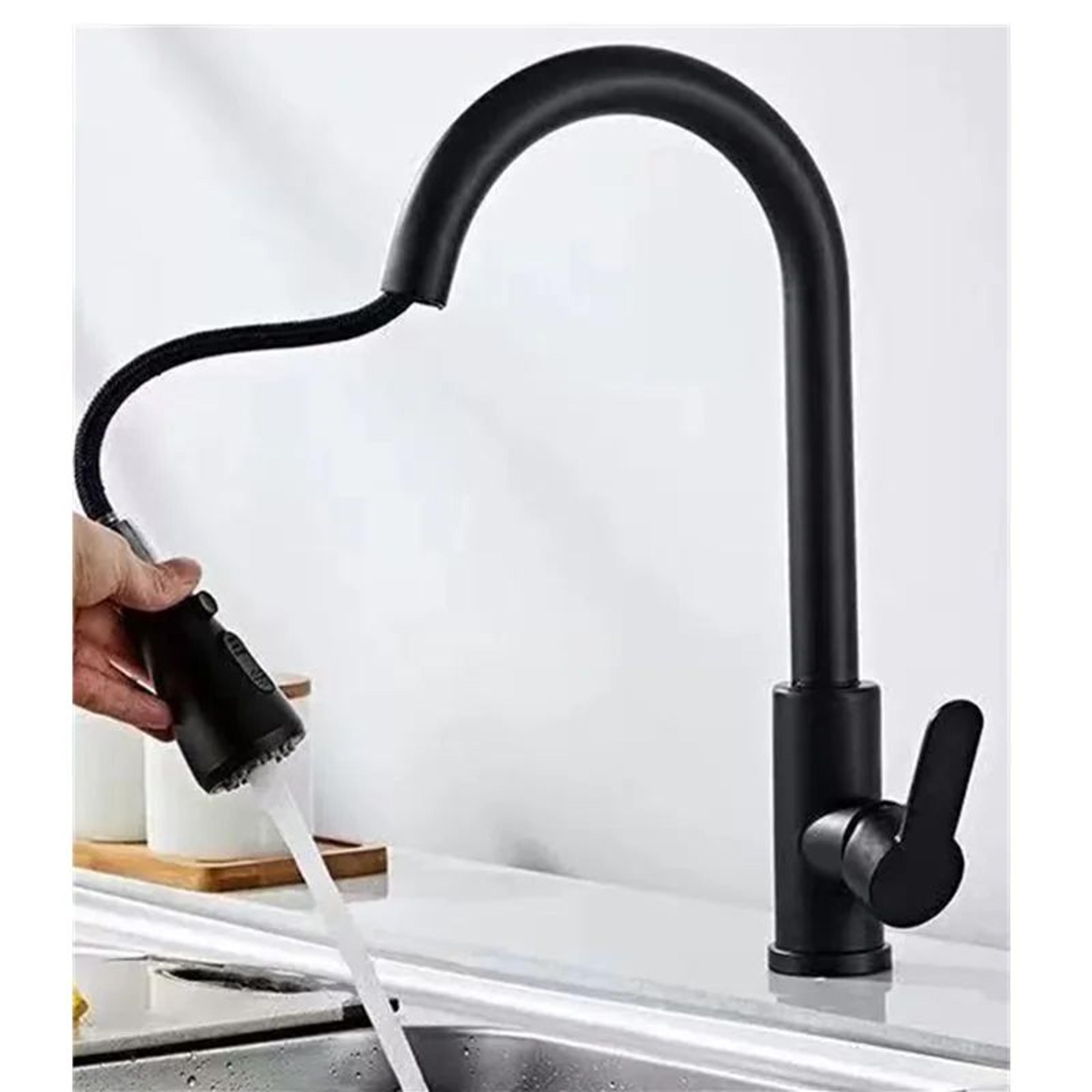 Single Hole Kitchen Mixer Faucet With Pull Out Sprayer In Chrome Or Black 4