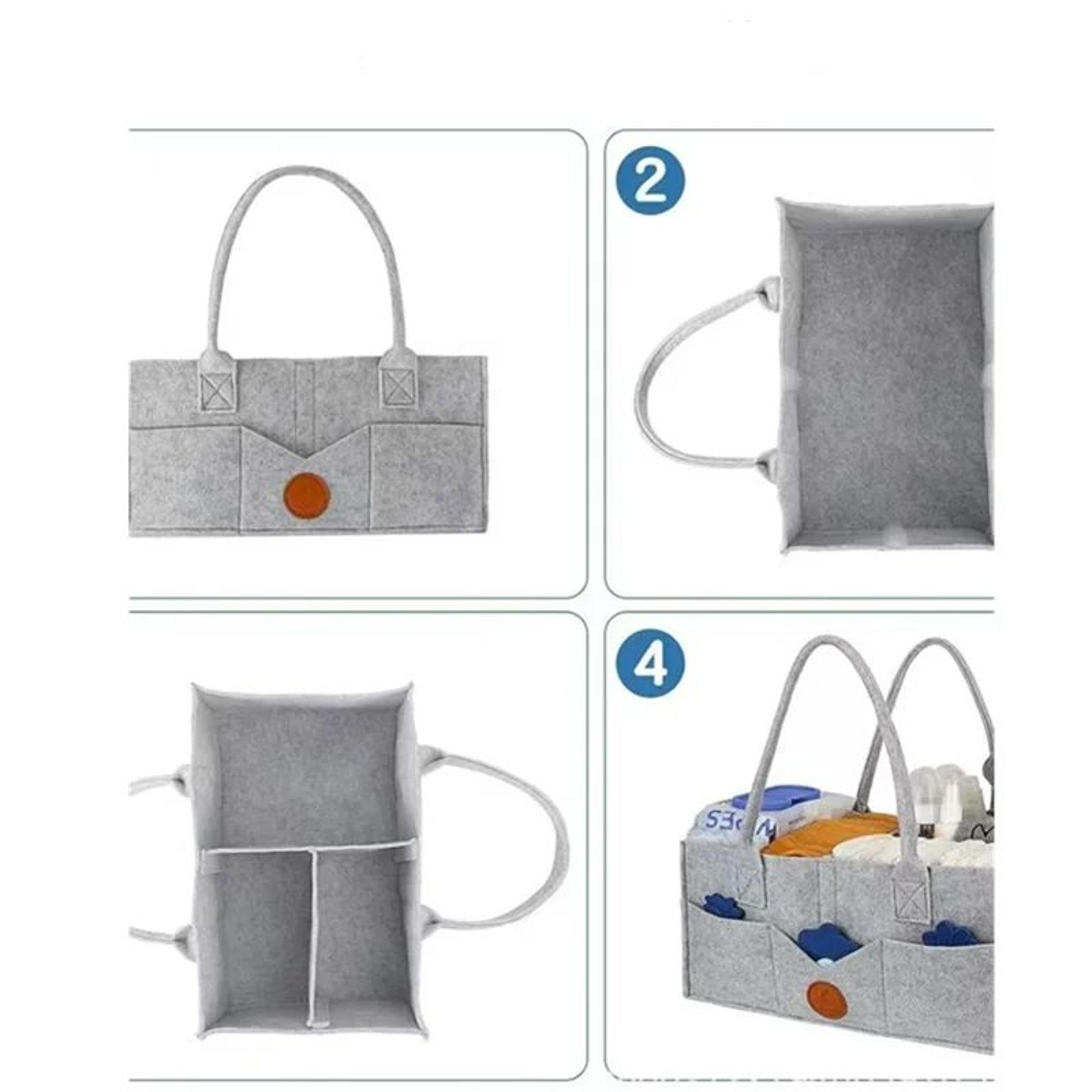 Large Capacity Felt Baby Diaper Storage Bag For Toys And Nursery Essentials 5