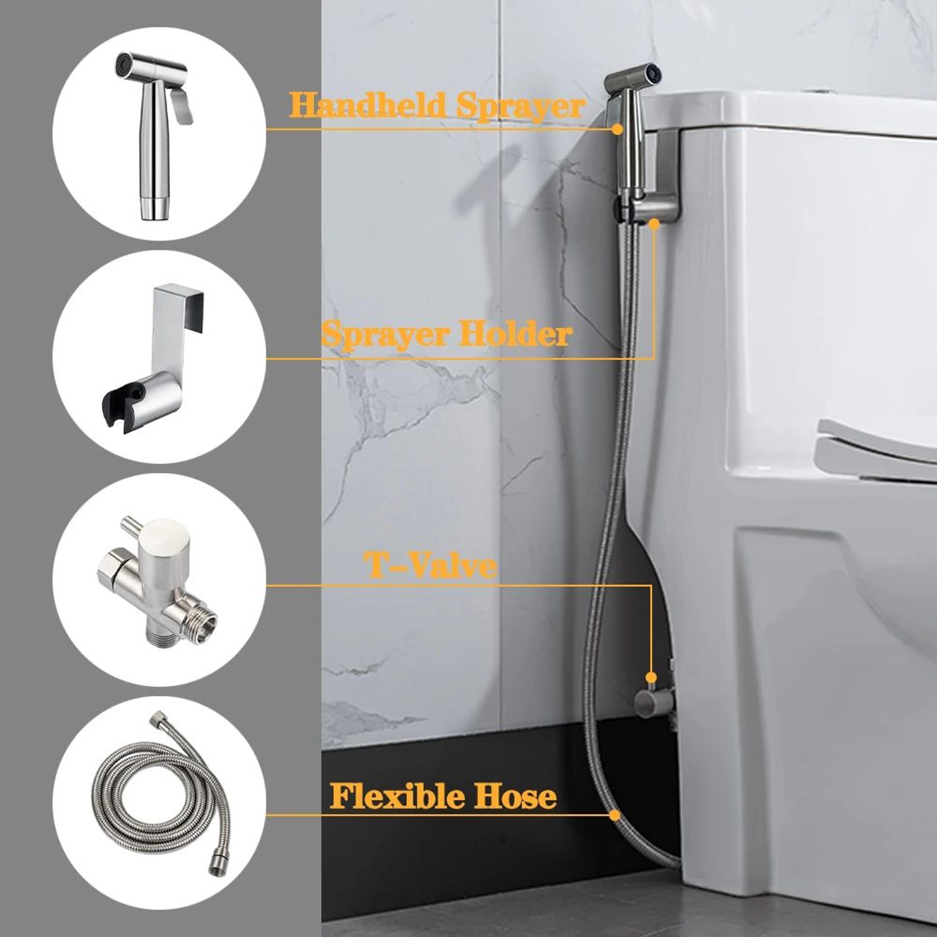 Stainless Steel Handheld Toilet Bidet Sprayer Set For Bathroom Cleansing 3