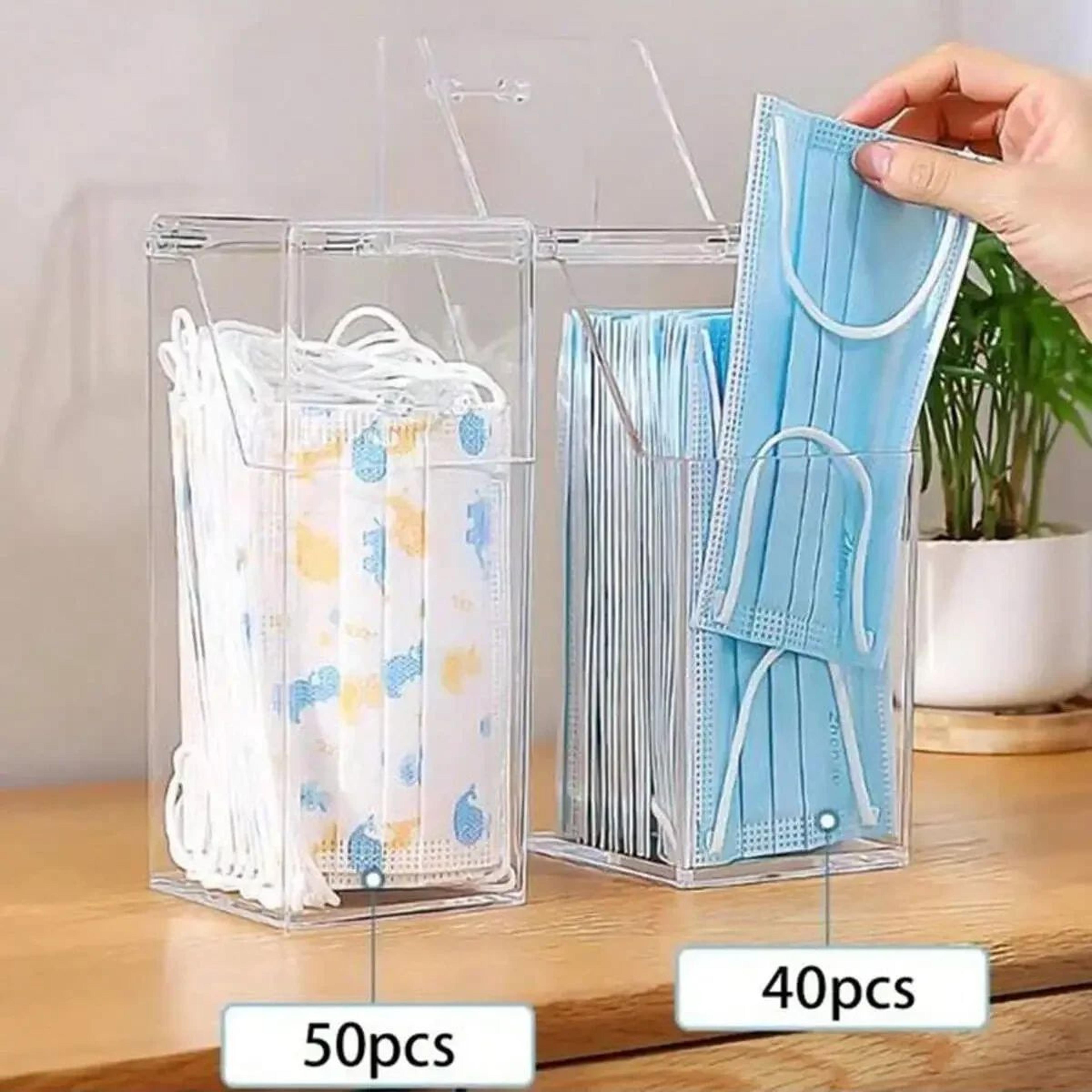 Transparent Face Mask Storage Box With Lid For Desk And Entryway 5