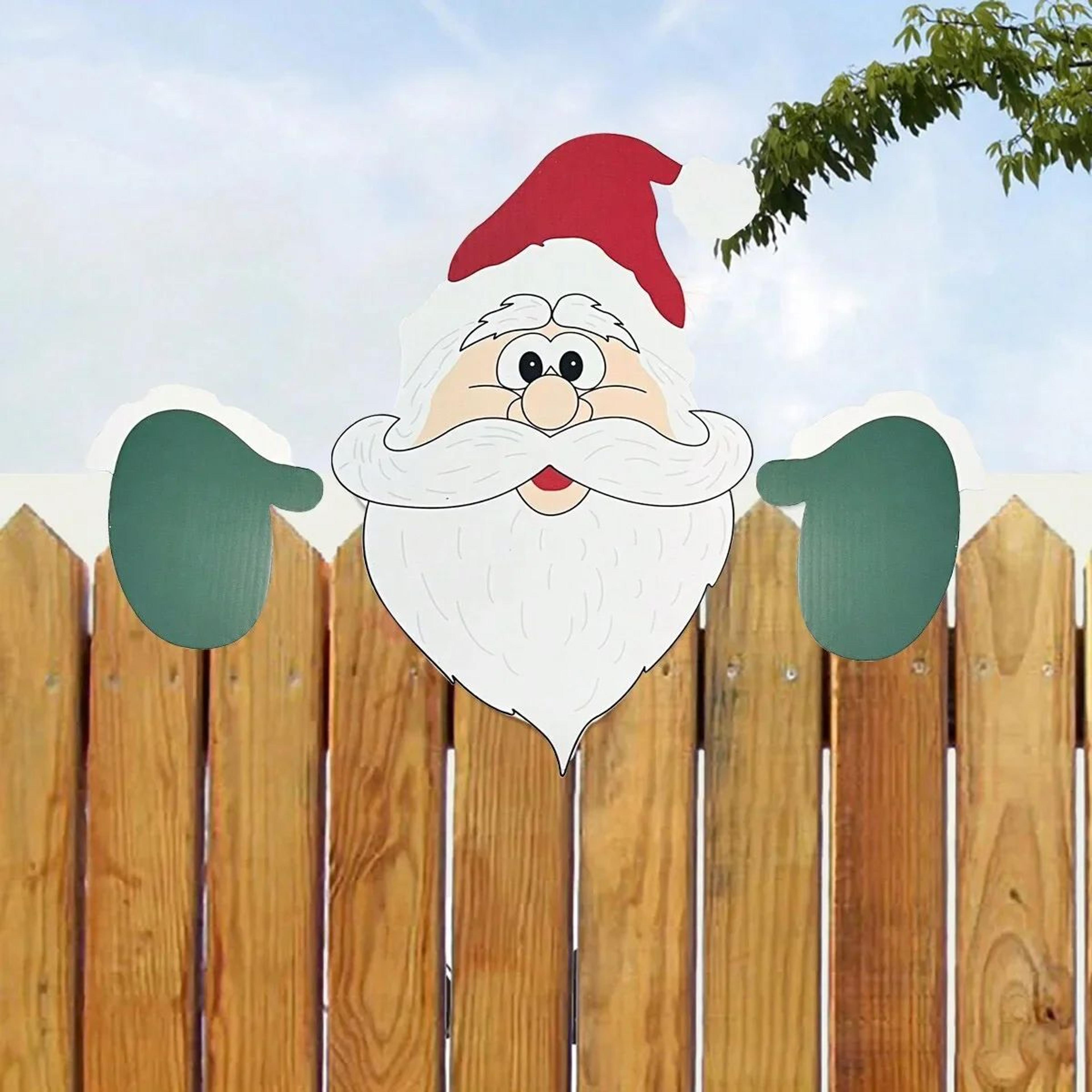 Christmas Santa Claus Peeker Decoration For Fence And Yard Displays 3