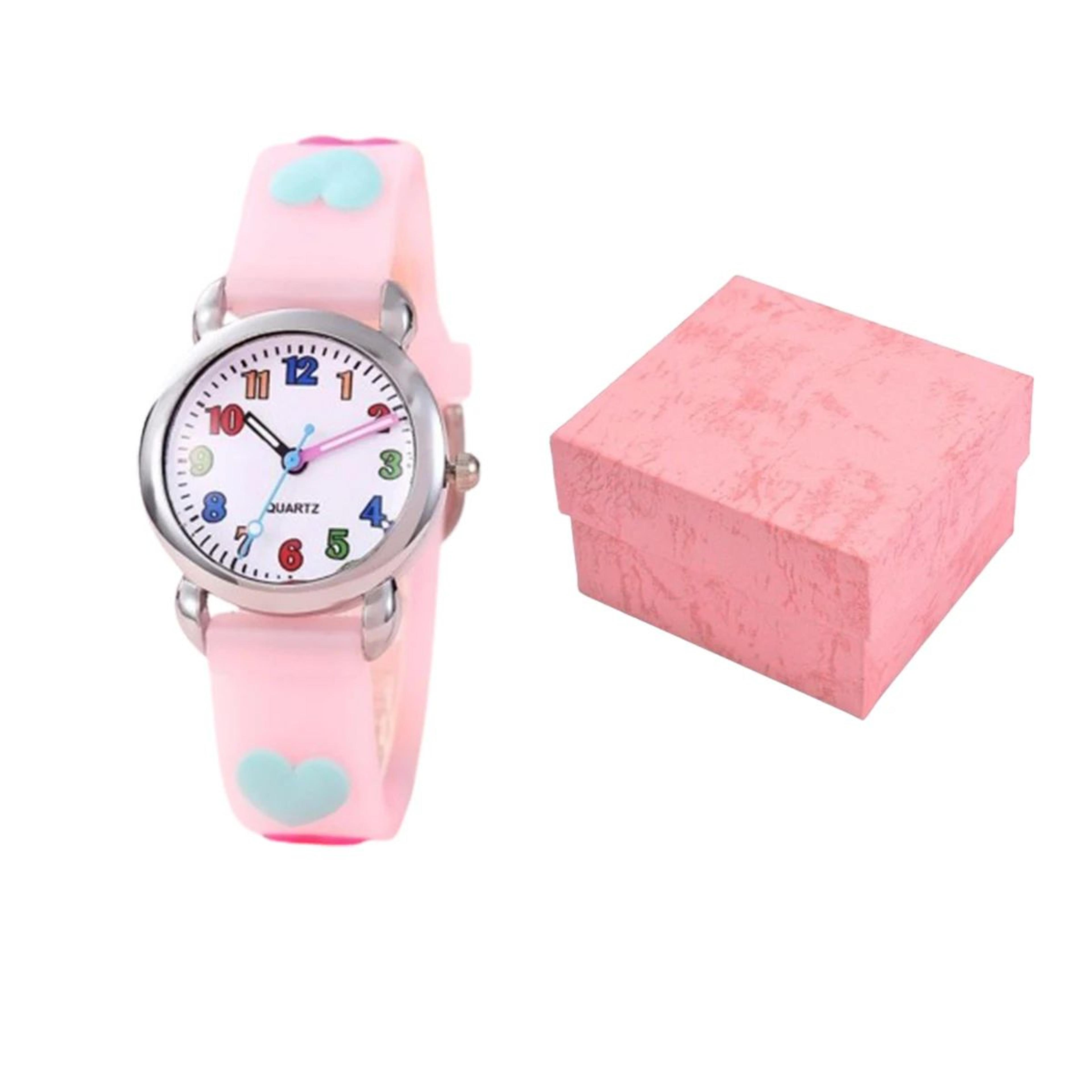 Cartoon Heart Themed Watch And Bracelet Gift Set For Students 11