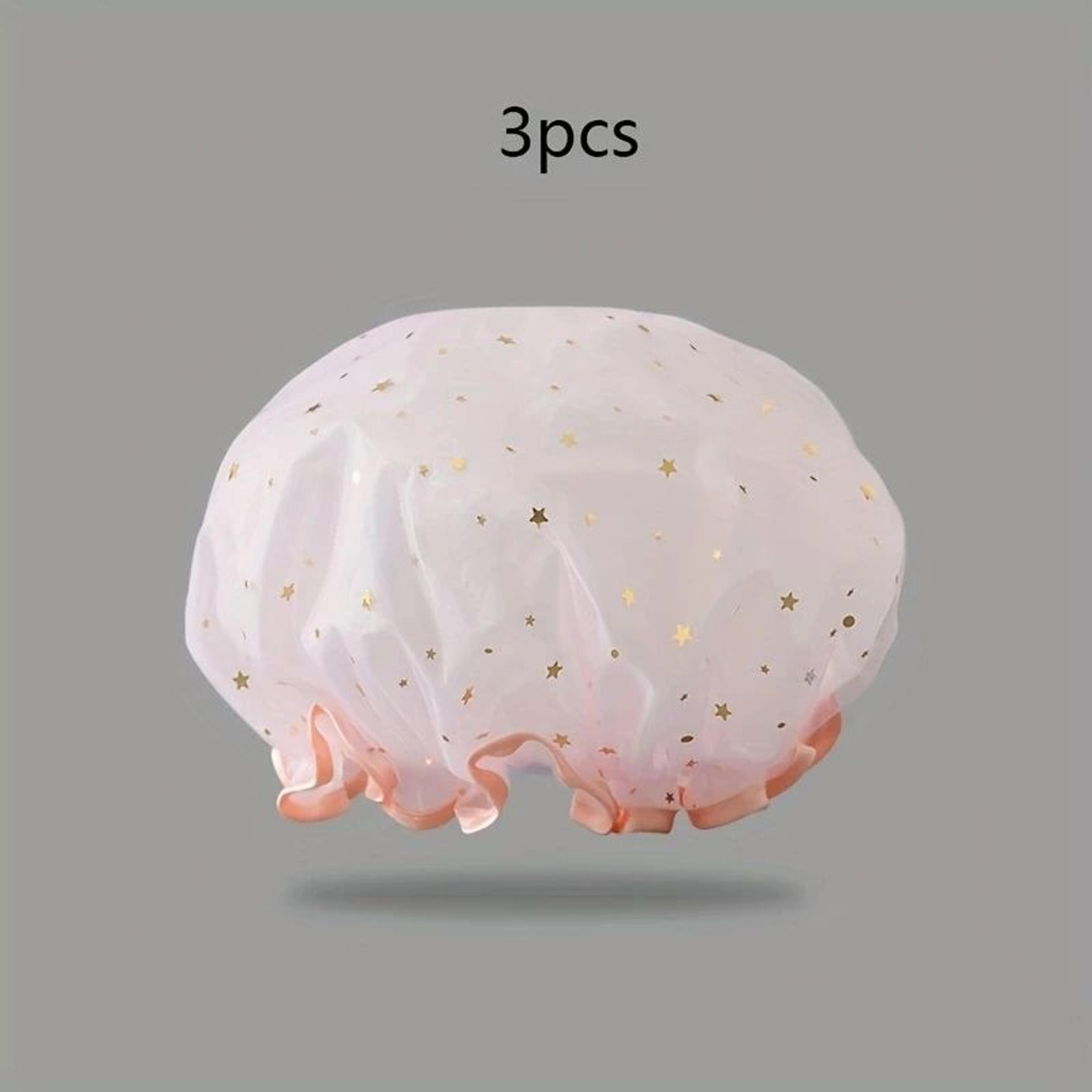Large Reusable Waterproof Shower Cap With Elastic Band For Women 11