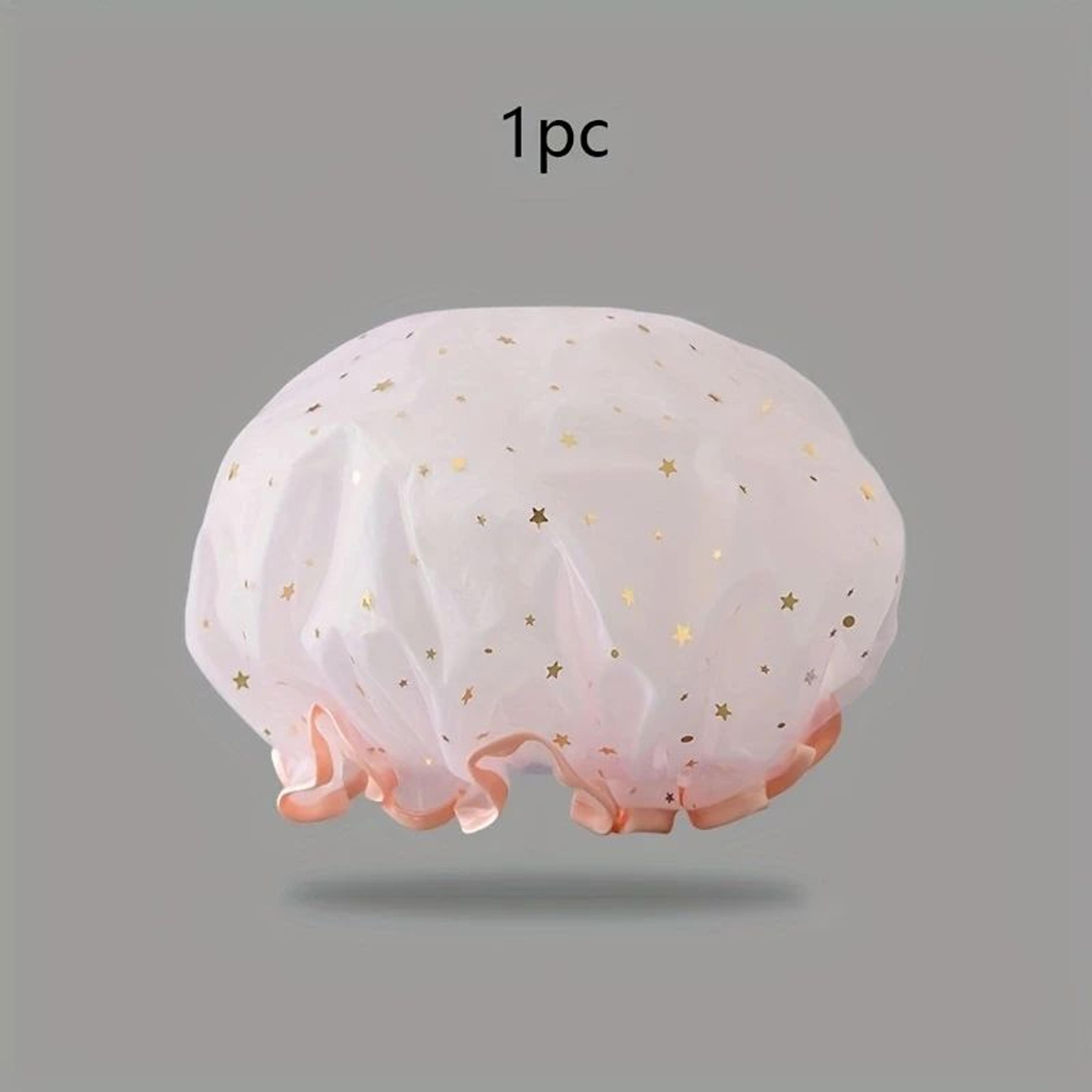 Large Reusable Waterproof Shower Cap With Elastic Band For Women 7