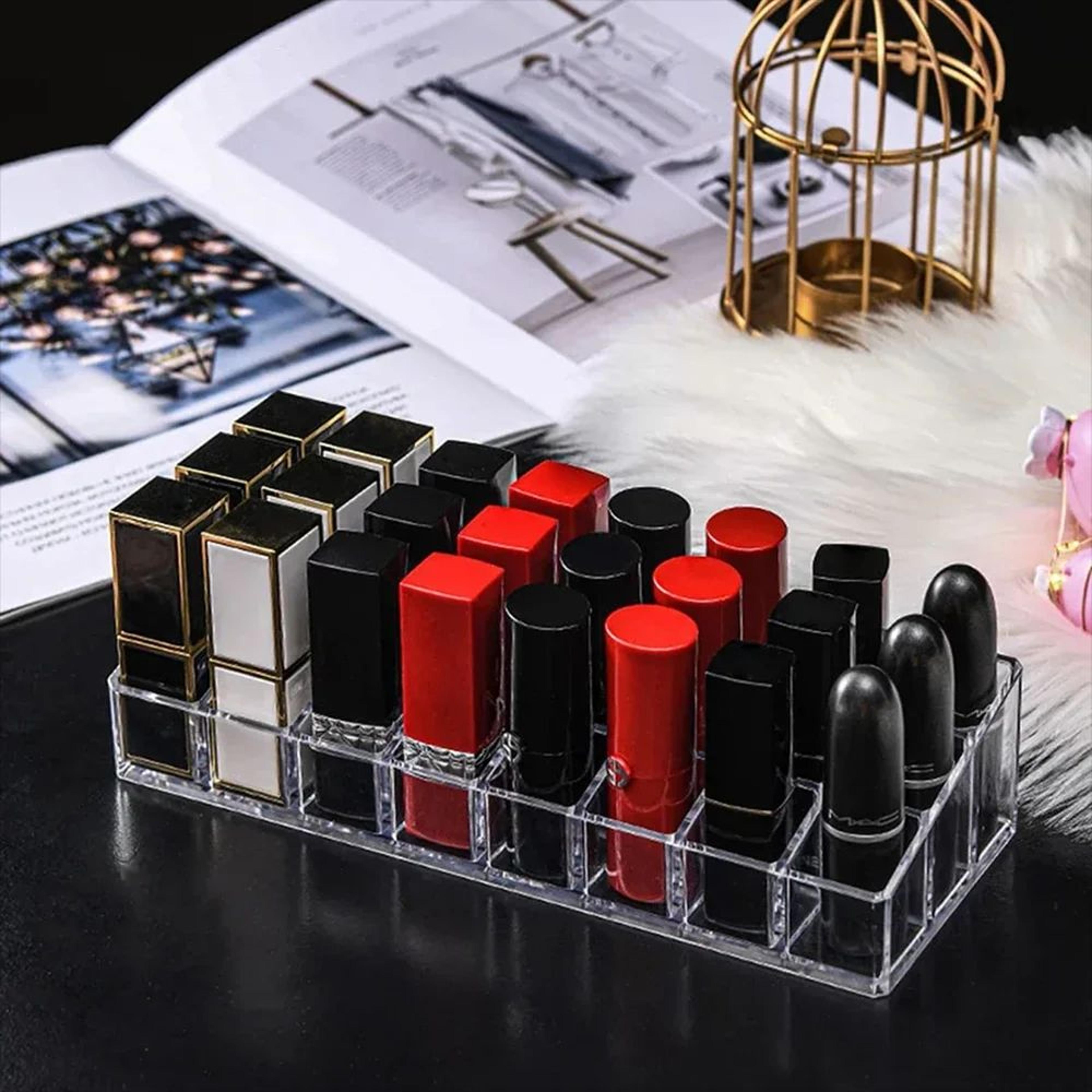 Clear 12 Compartment Lipstick Organizer And Makeup Display Stand 1