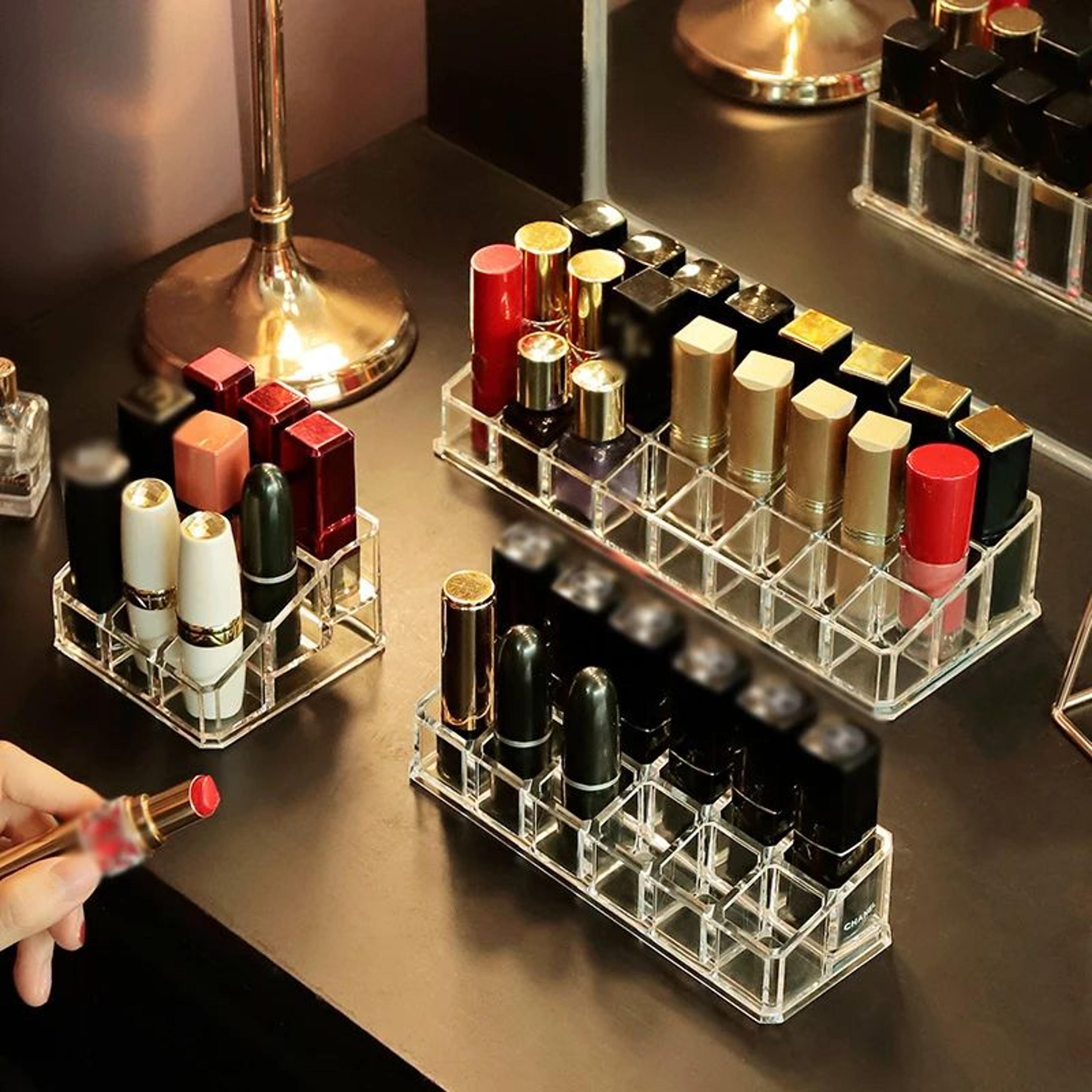 Clear 12 Compartment Lipstick Organizer And Makeup Display Stand 2