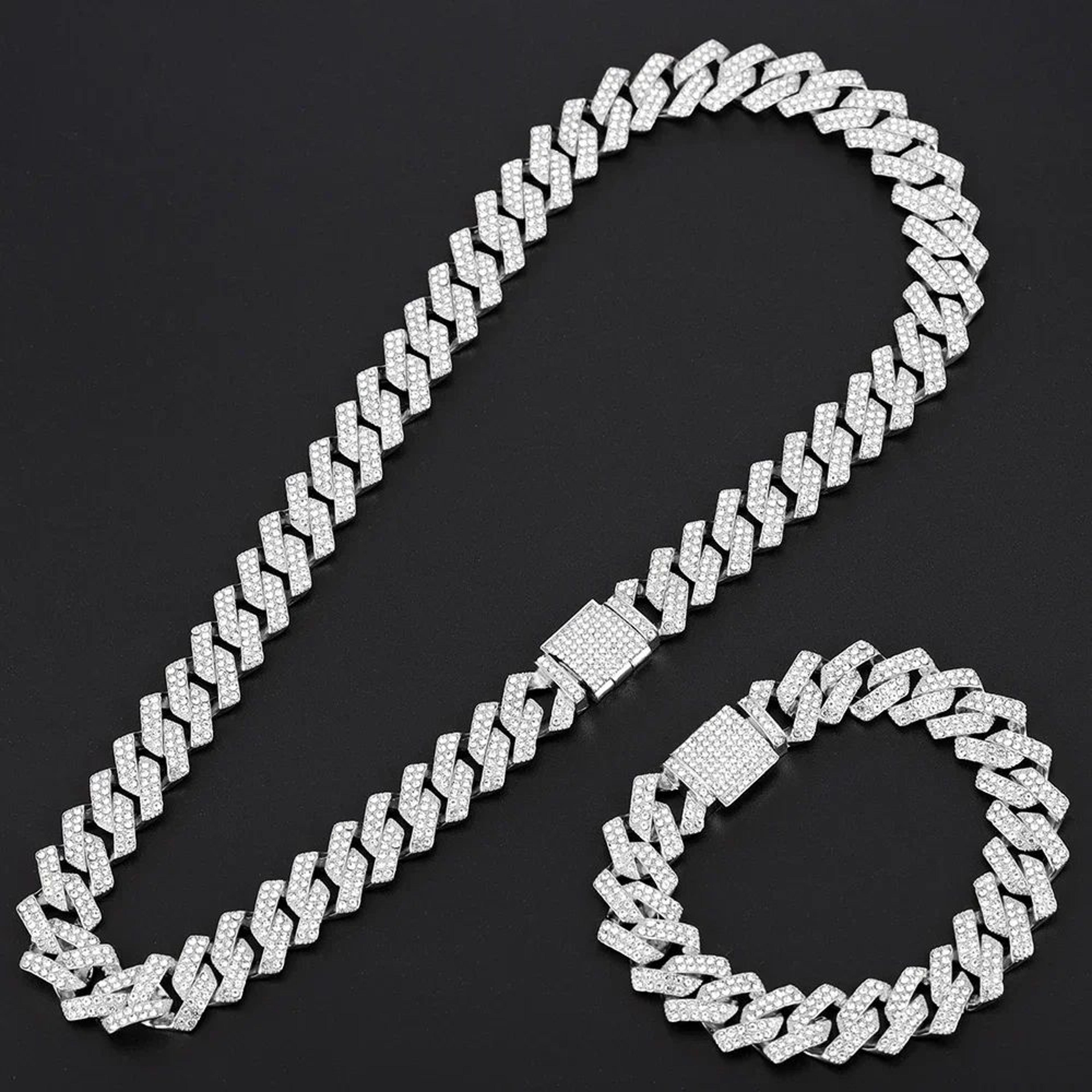 16mm Iced Out Miami Cuban Link Necklace And Bracelet Set 4