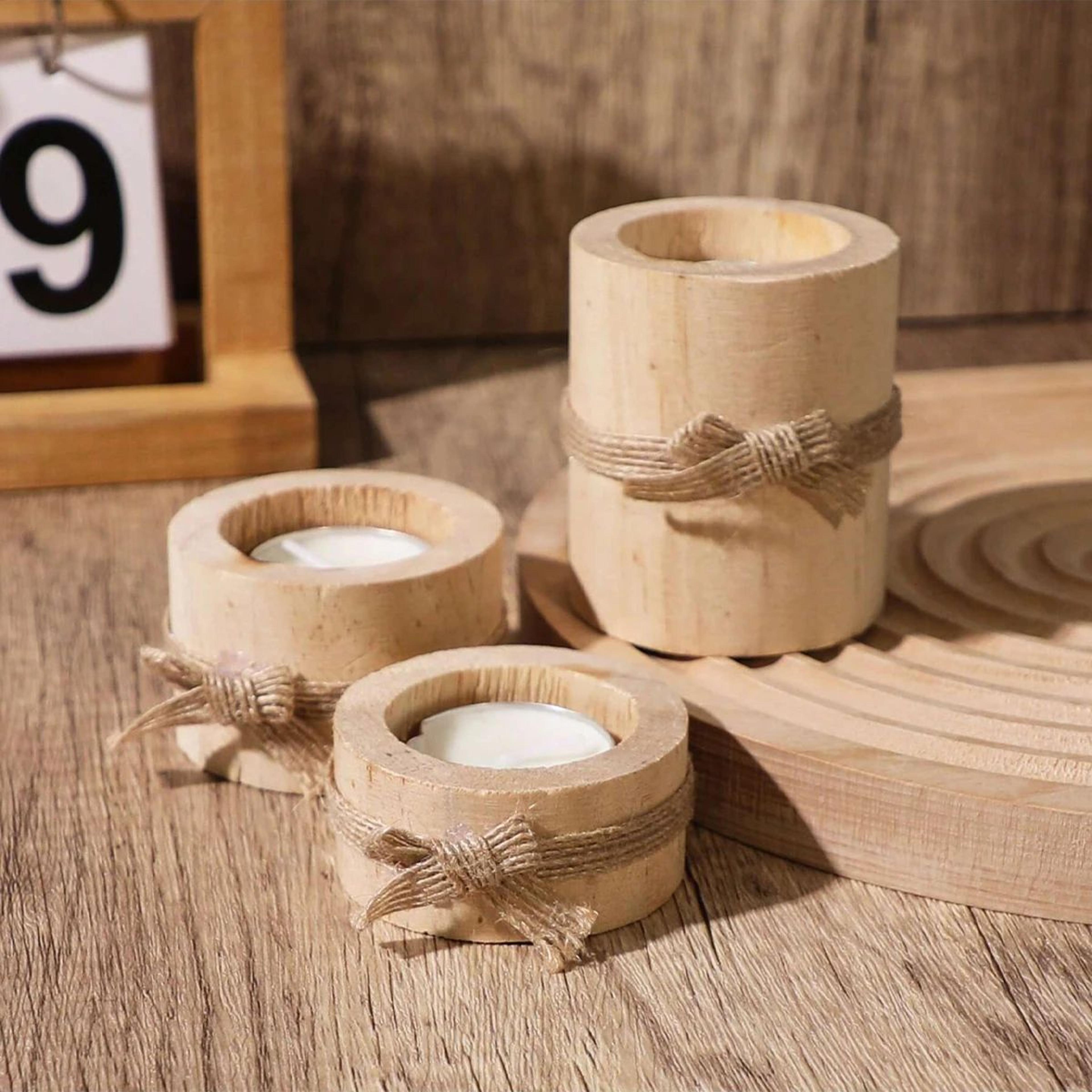 Wooden Tea Light Holder For Wedding And Birthday Table Decor 2