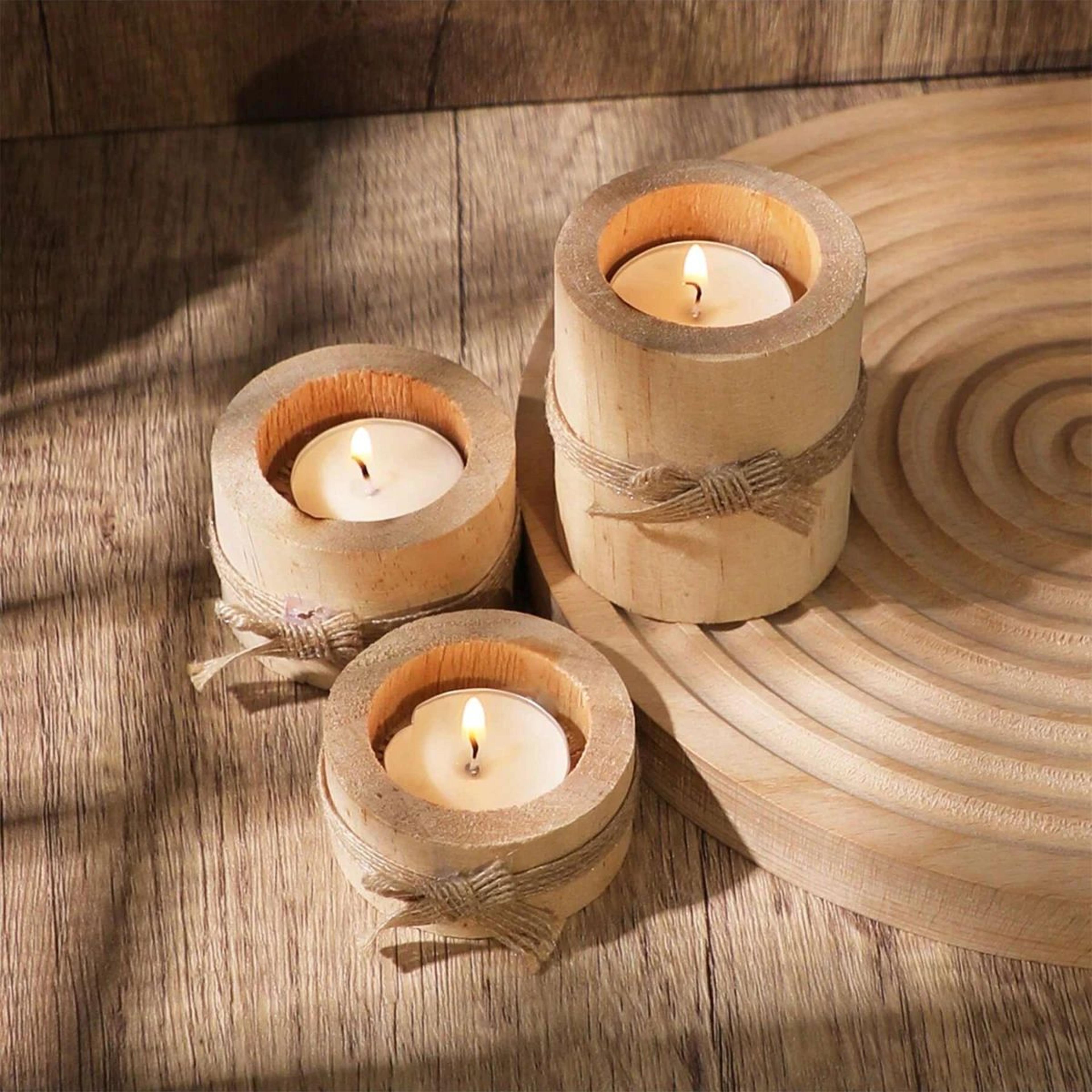 Wooden Tea Light Holder For Wedding And Birthday Table Decor 3