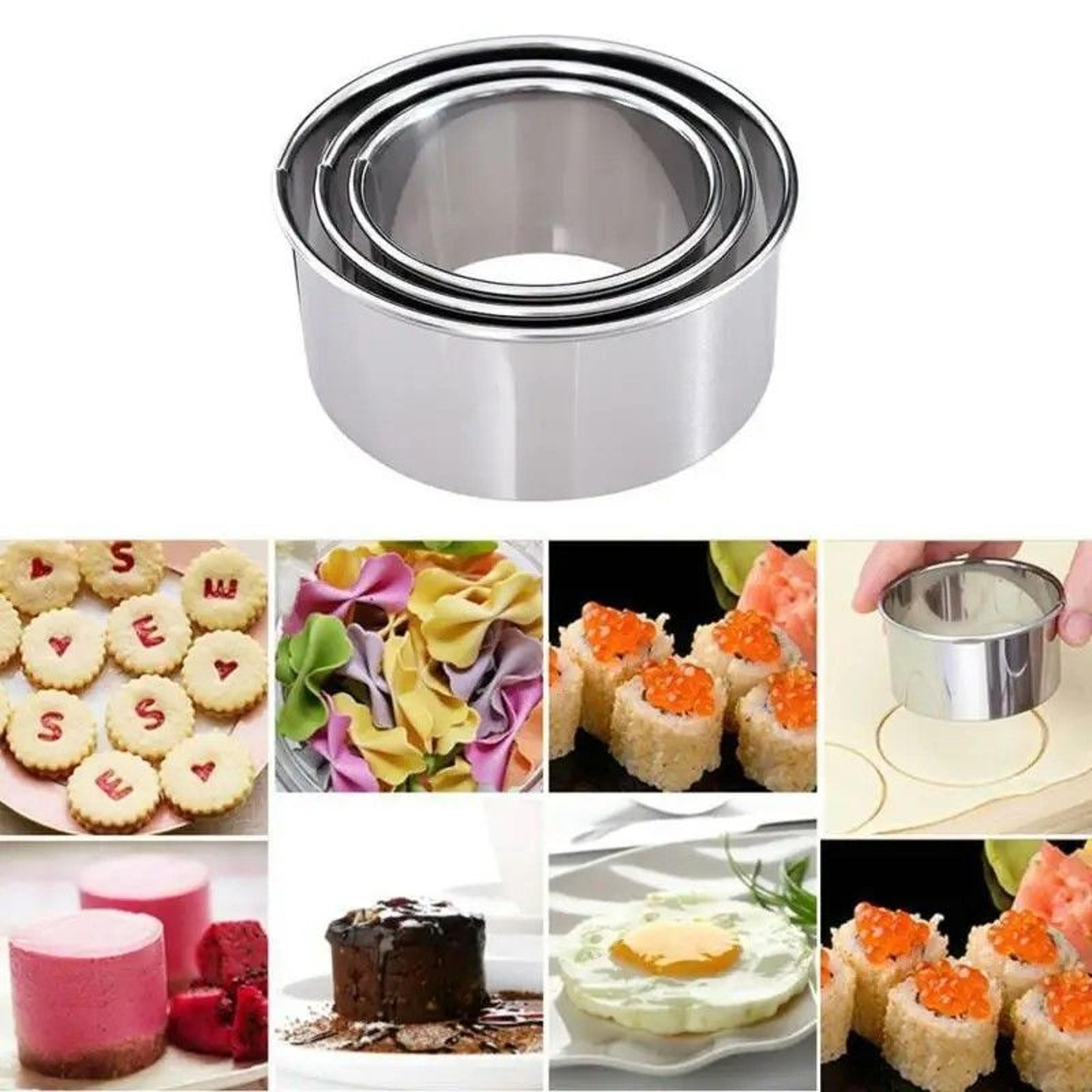 prestige triple-size stainless steel dough & biscuit ring set – diy pastry, cookie & dumpling cutter