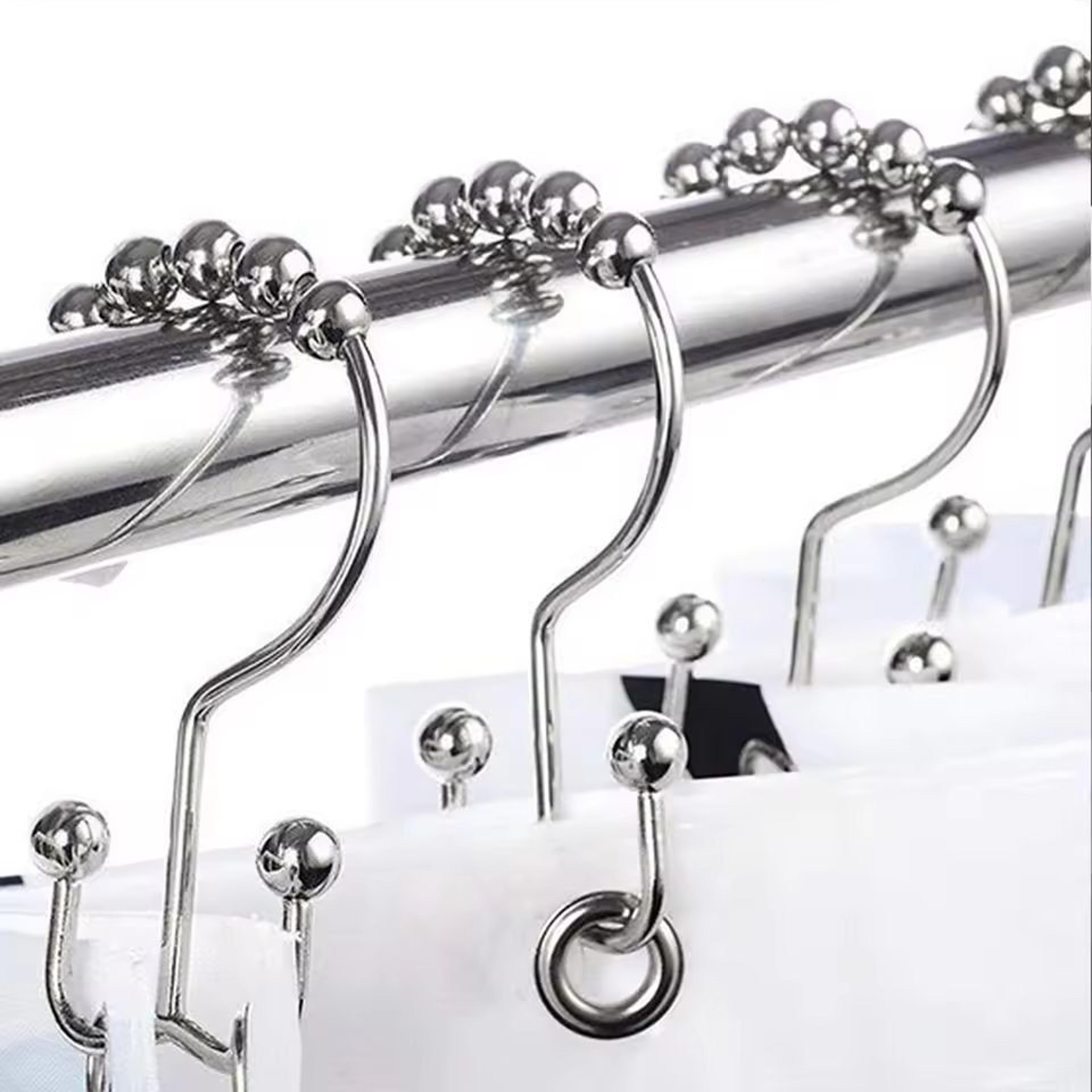 premium double-sided shower curtain hooks – smooth-glide metal rings for easy bathroom curtain hanging