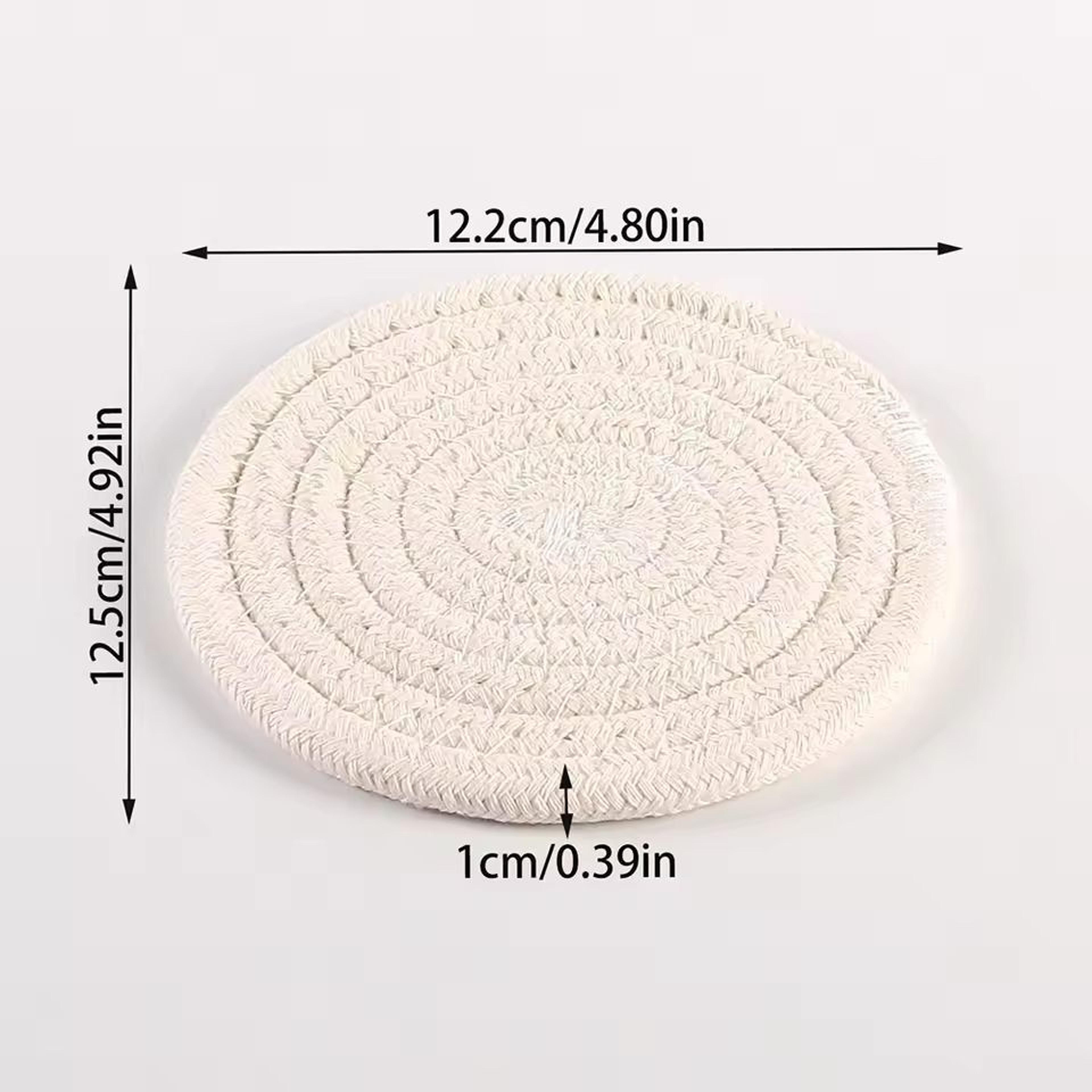 SilkWeave Round Cotton Cup Mat  12 Cm Stylish Tabletop Coaster  HeatProtection Pot Holder 12