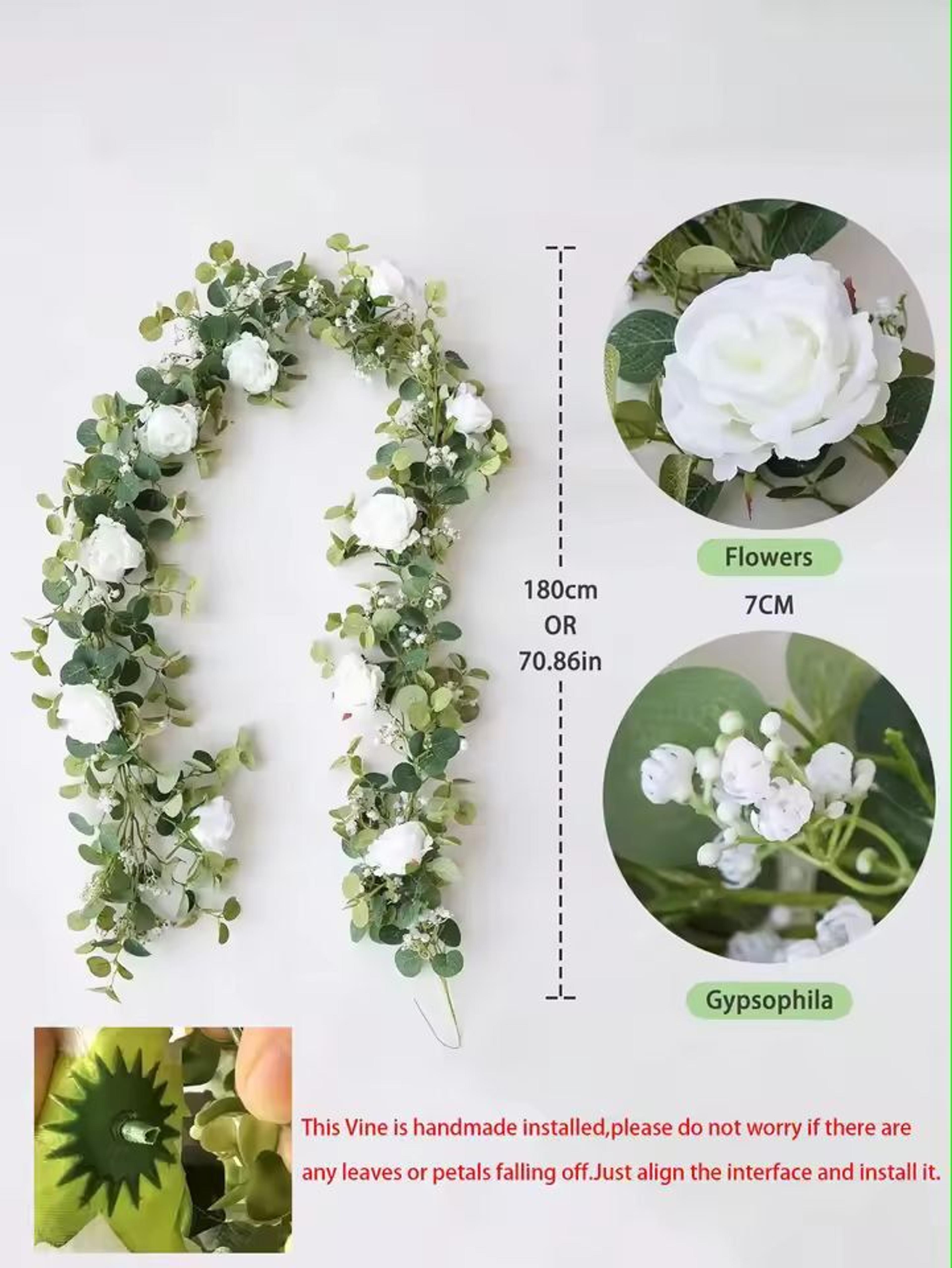 Evergreen Eucalyptus  Rose Garland  59 Ft Faux Floral Vine For Home Wedding  Party Decor 5