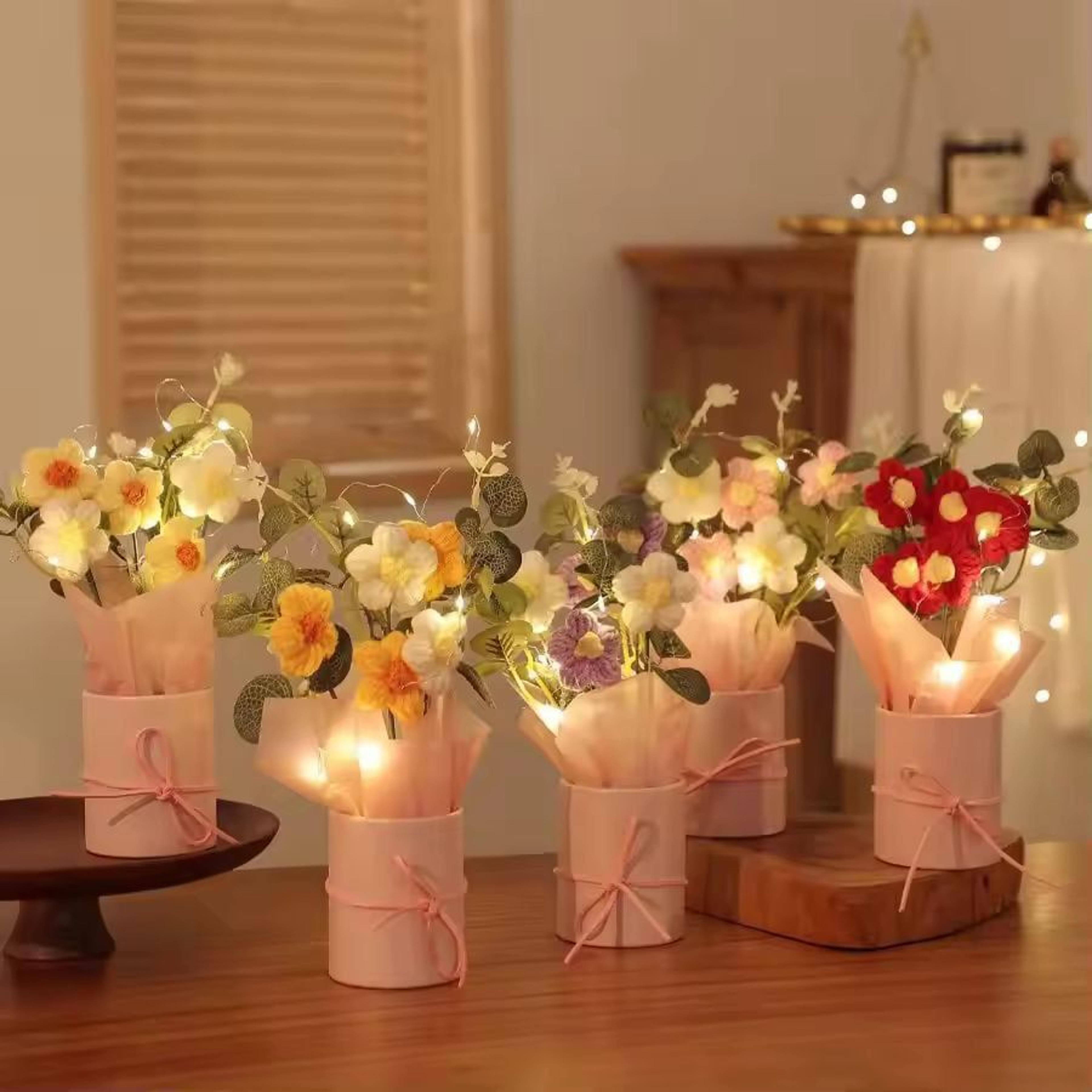 handmade crochet flower bouquet - everlasting artificial yarn flowers for home decor & gifts