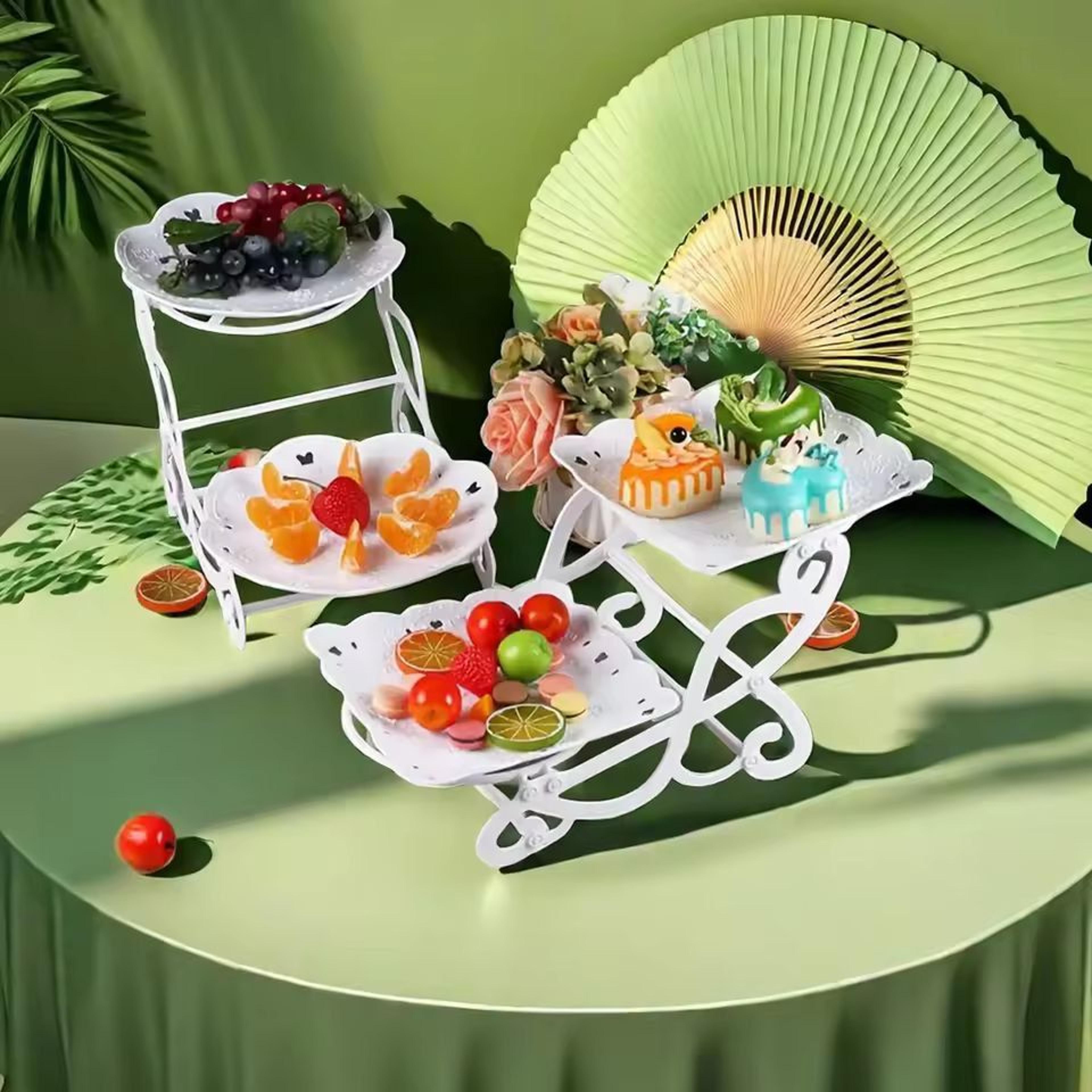 modern 3-tier plastic dessert display stand – elegant cake & fruit tray for parties
