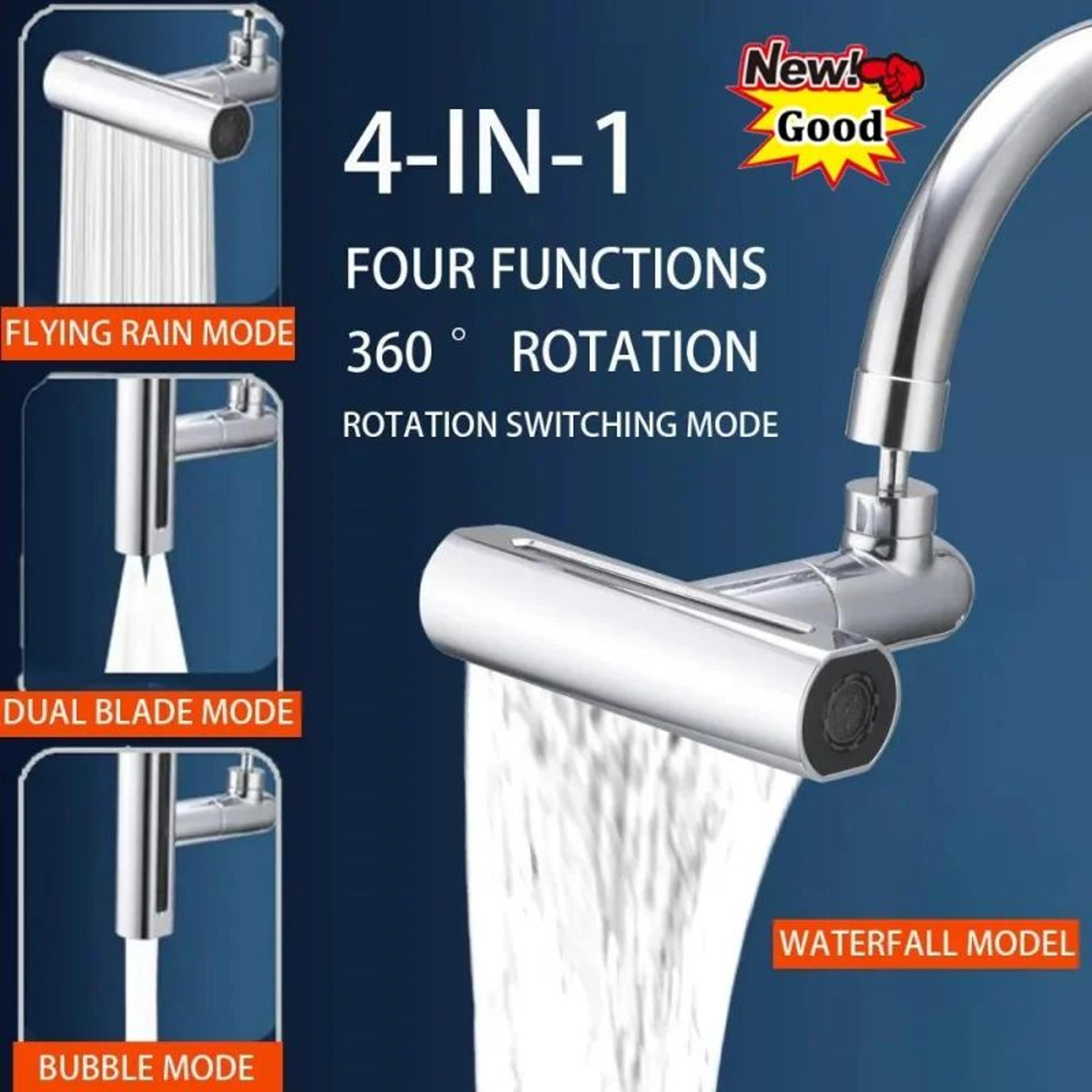 Modern 4Mode Waterfall Kitchen Faucet  720 Swivel Spout Mixer 0