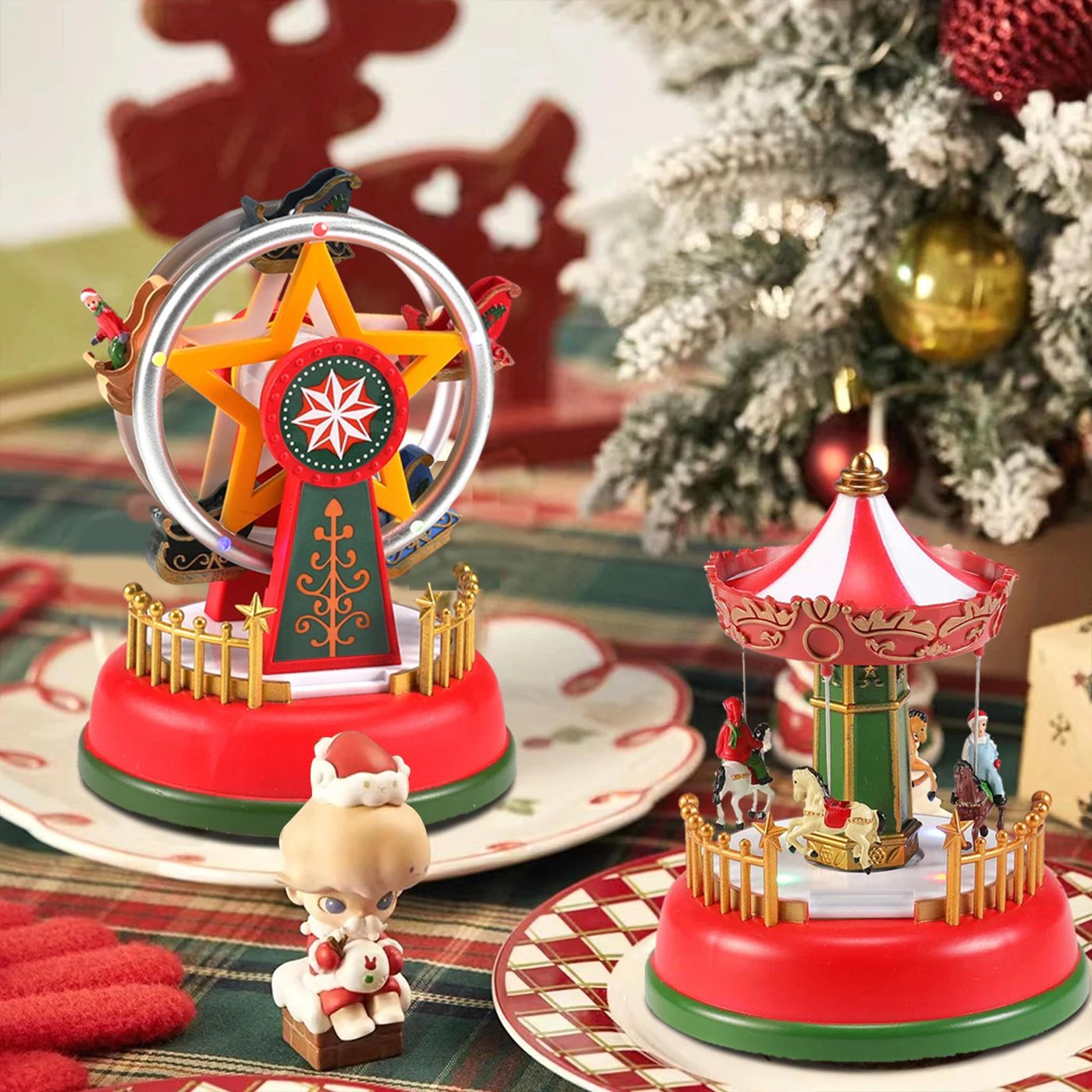 Holiday Carousel LED Music Box  LightUp Christmas Village Tabletop Decoration 3