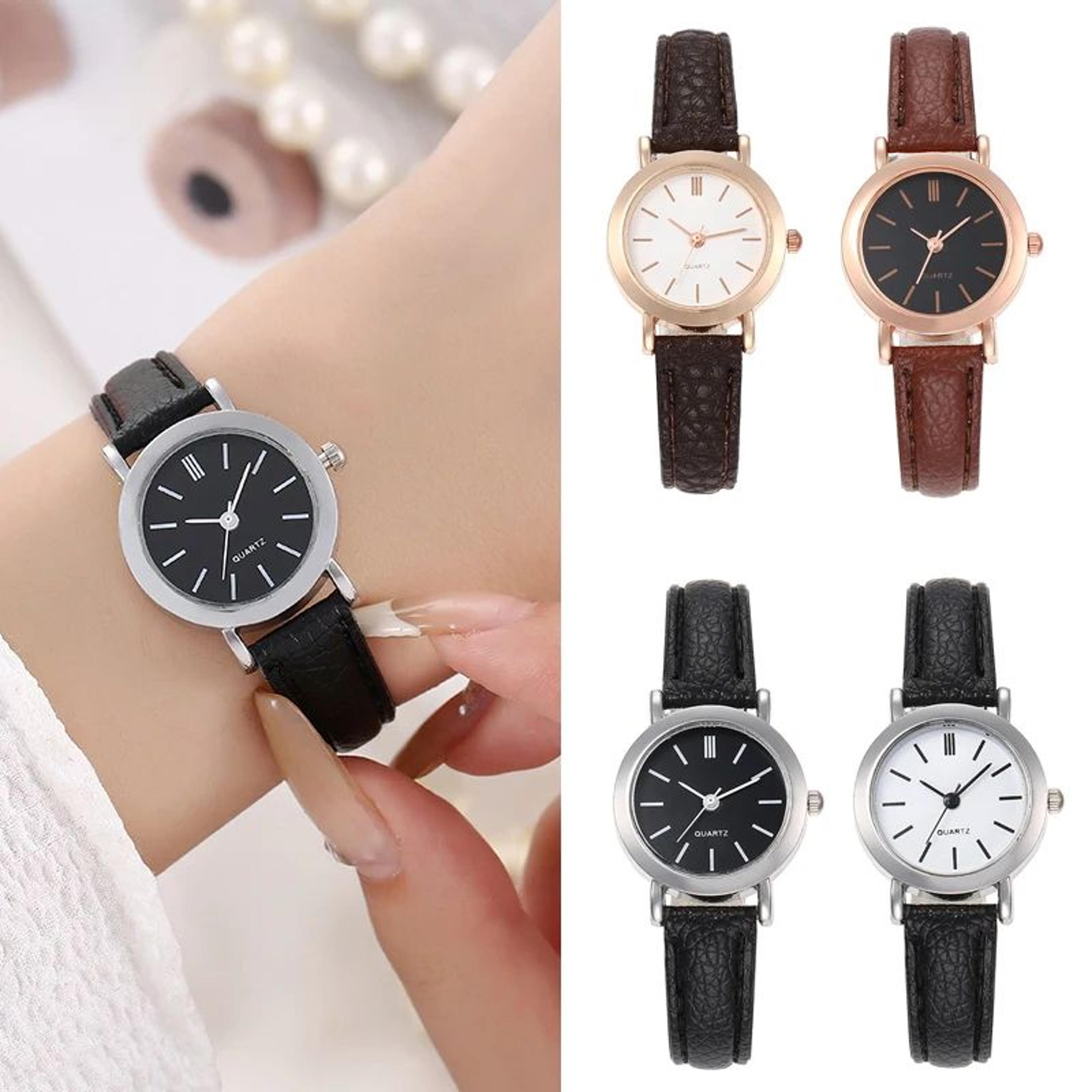 elegant retro leather strap quartz watch - classic casual timepiece for women & men