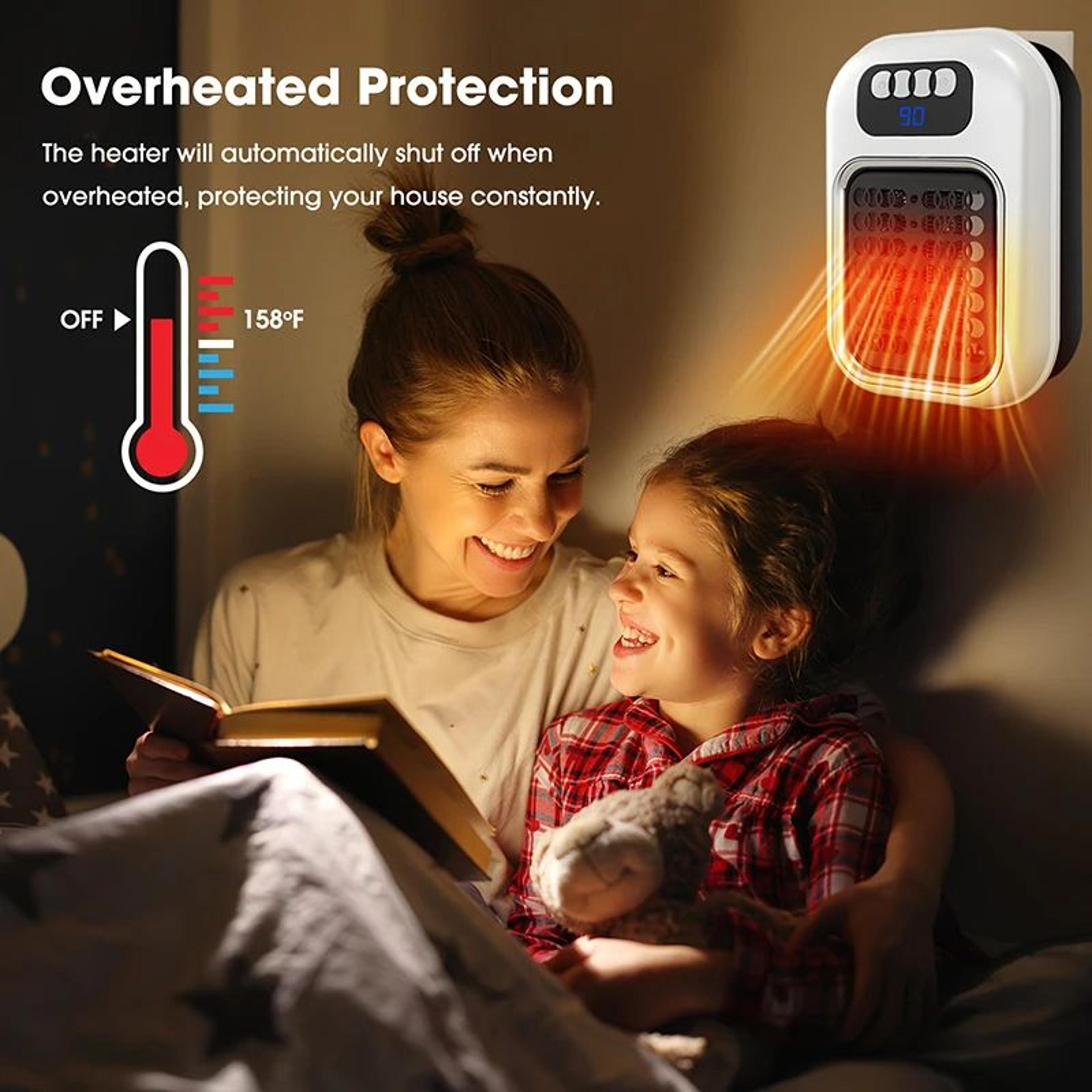 xiaomi compact wall-plug portable room heater with timer & adjustable thermostat