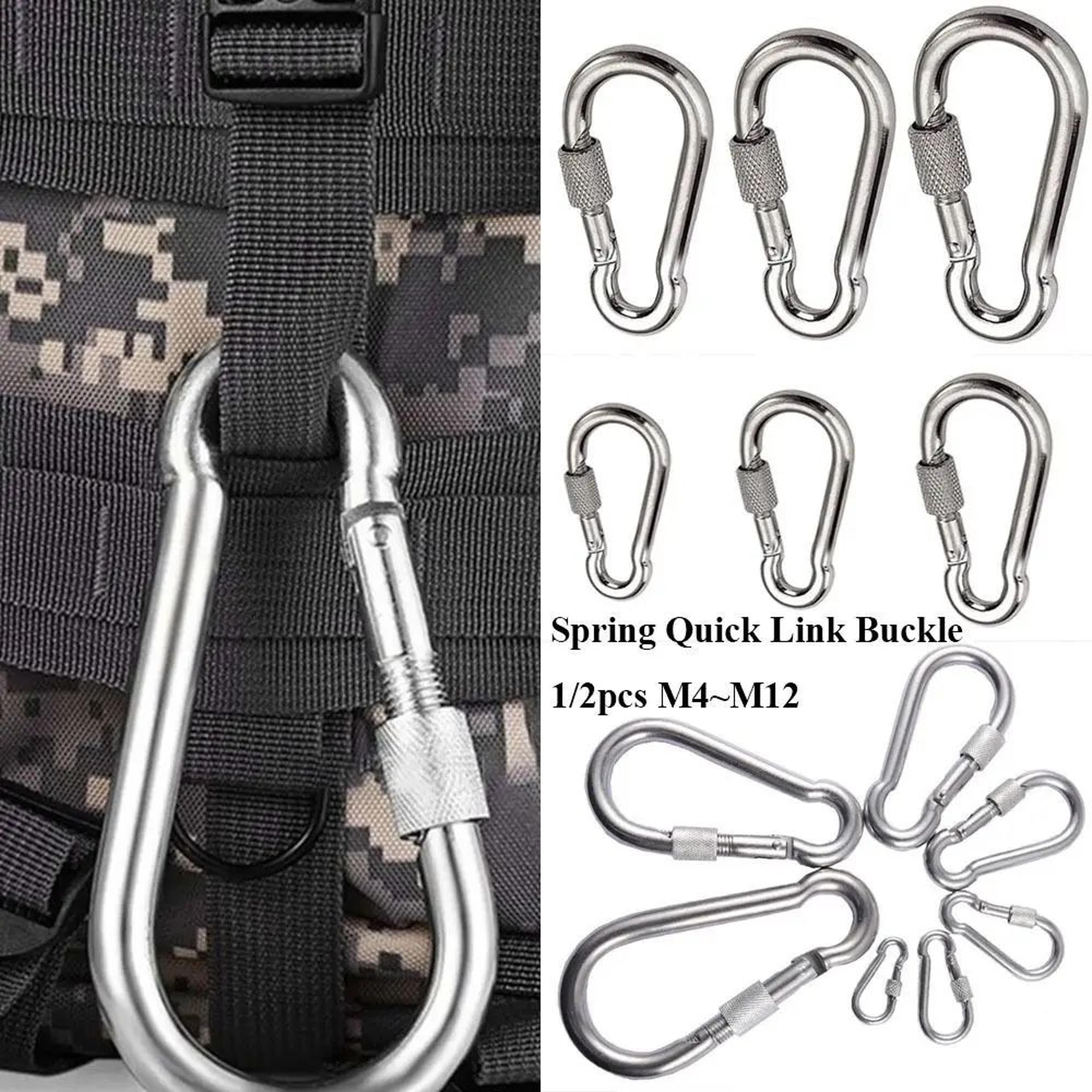 Stainless Steel Quick Link Screw Lock Carabiner M4M12  Spring Snap Hook For Camping Travel  Rigging 2